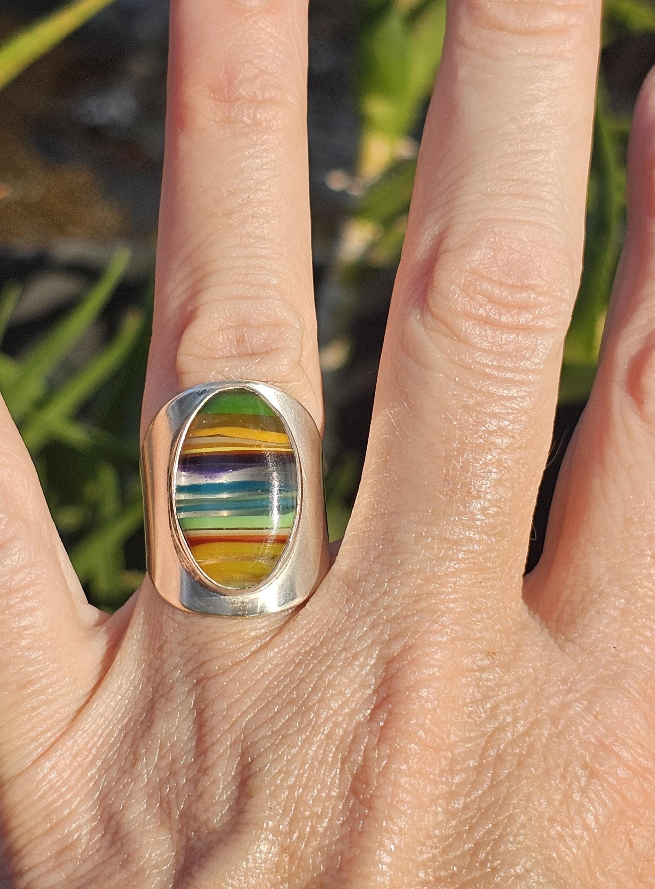 Sterling Silver Ring with Surfite. Size 7