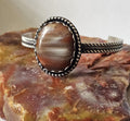 Sterling Silver Cuff Bracelet with Arizona Rainbow Petrified Wood