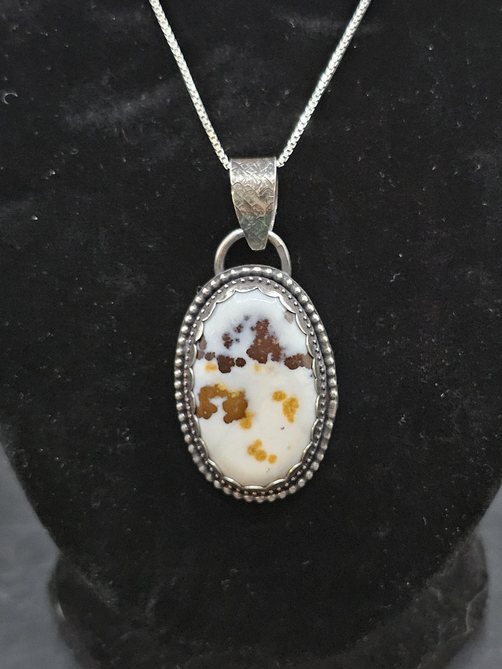 Sterling Silver Necklace Pendant with Polka Dot Agate