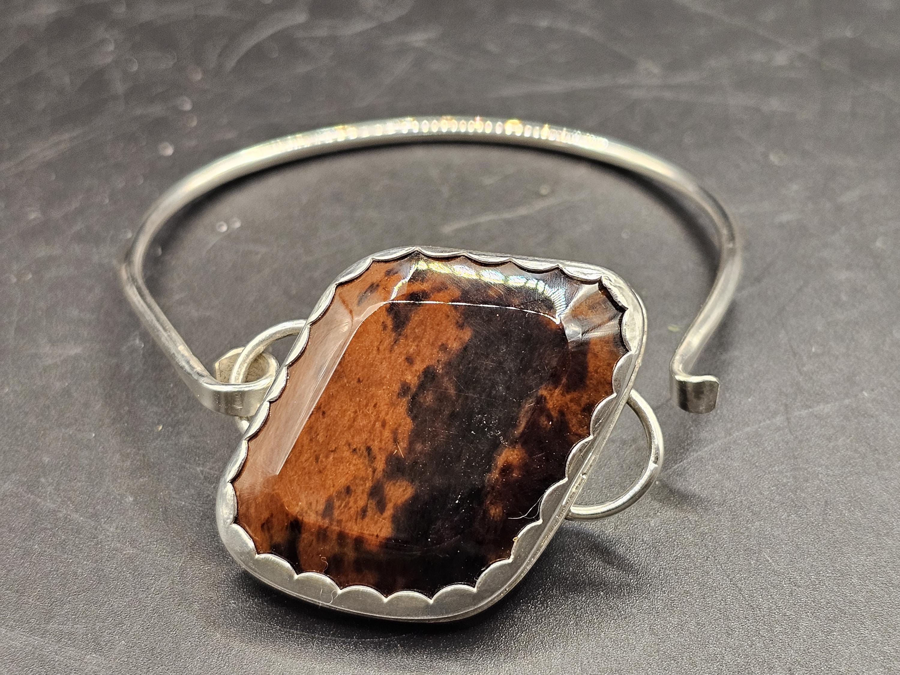Sterling Silver Cuff Bracelet with Mahogany Obsidian