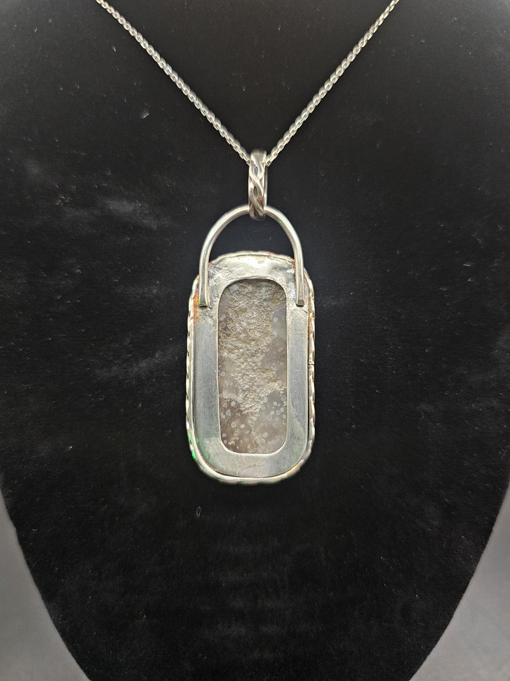 Sterling Silver Necklace Pendant with Moss Agate and 18" Chain