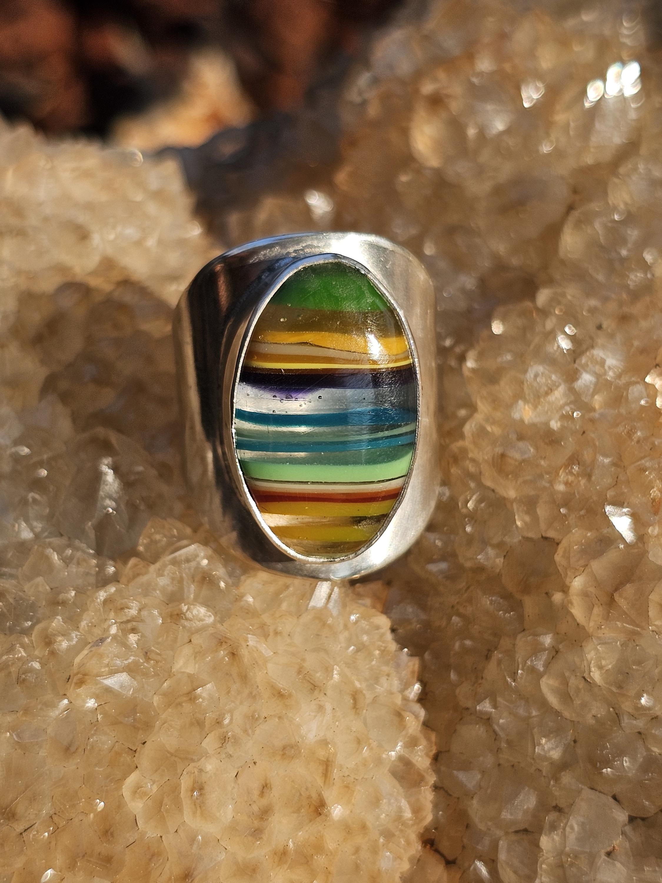 Sterling Silver Ring with Surfite. Size 7