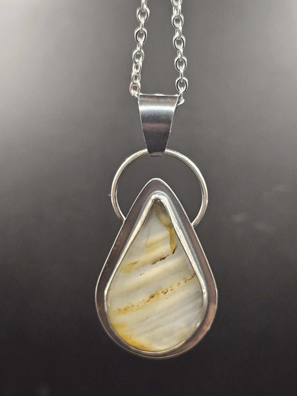 Sterling Silver Necklace Pendant with a Waterline Agate