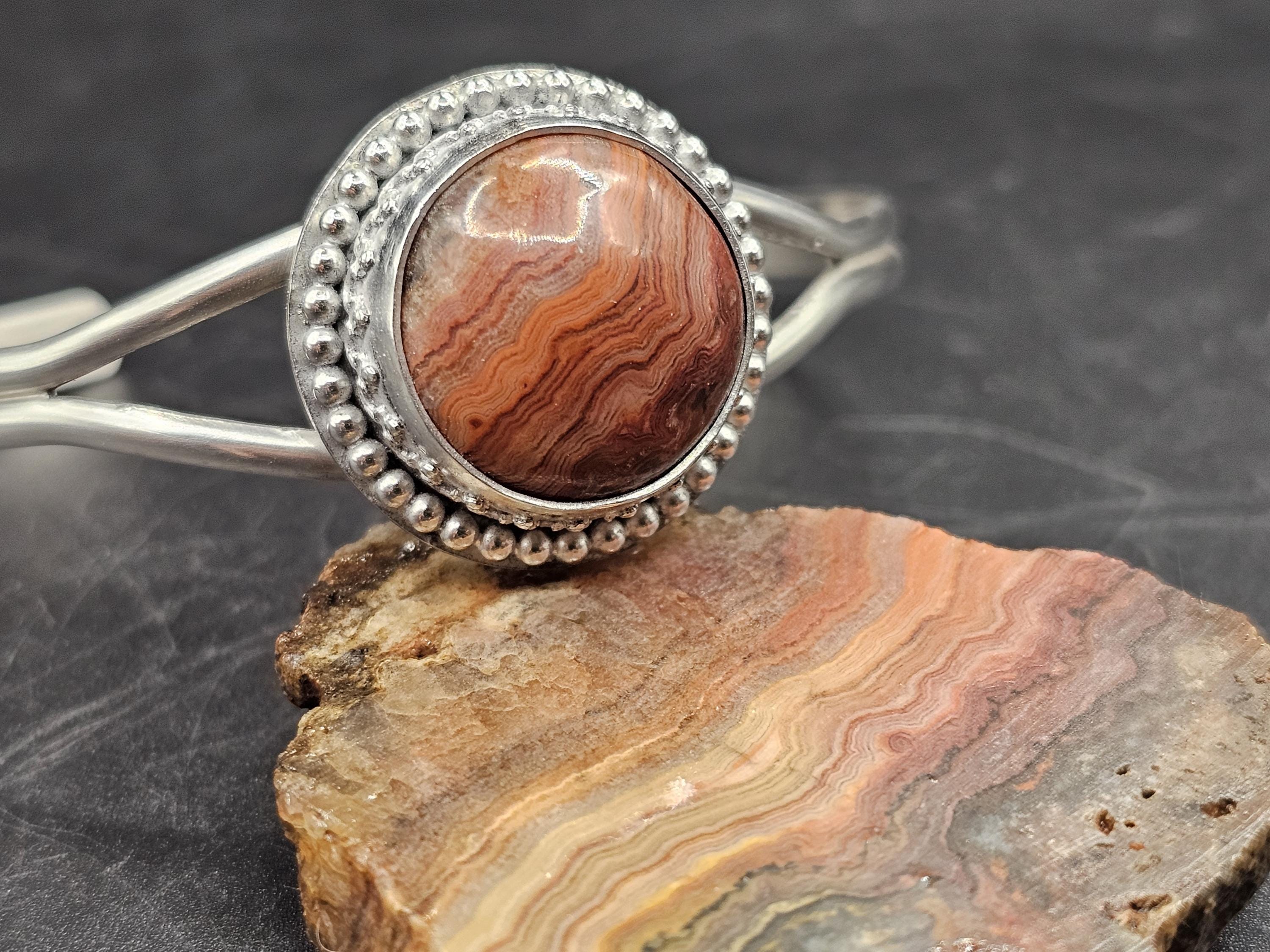 Sterling Silver Cuff Bracelet with Missouri Lace Agate