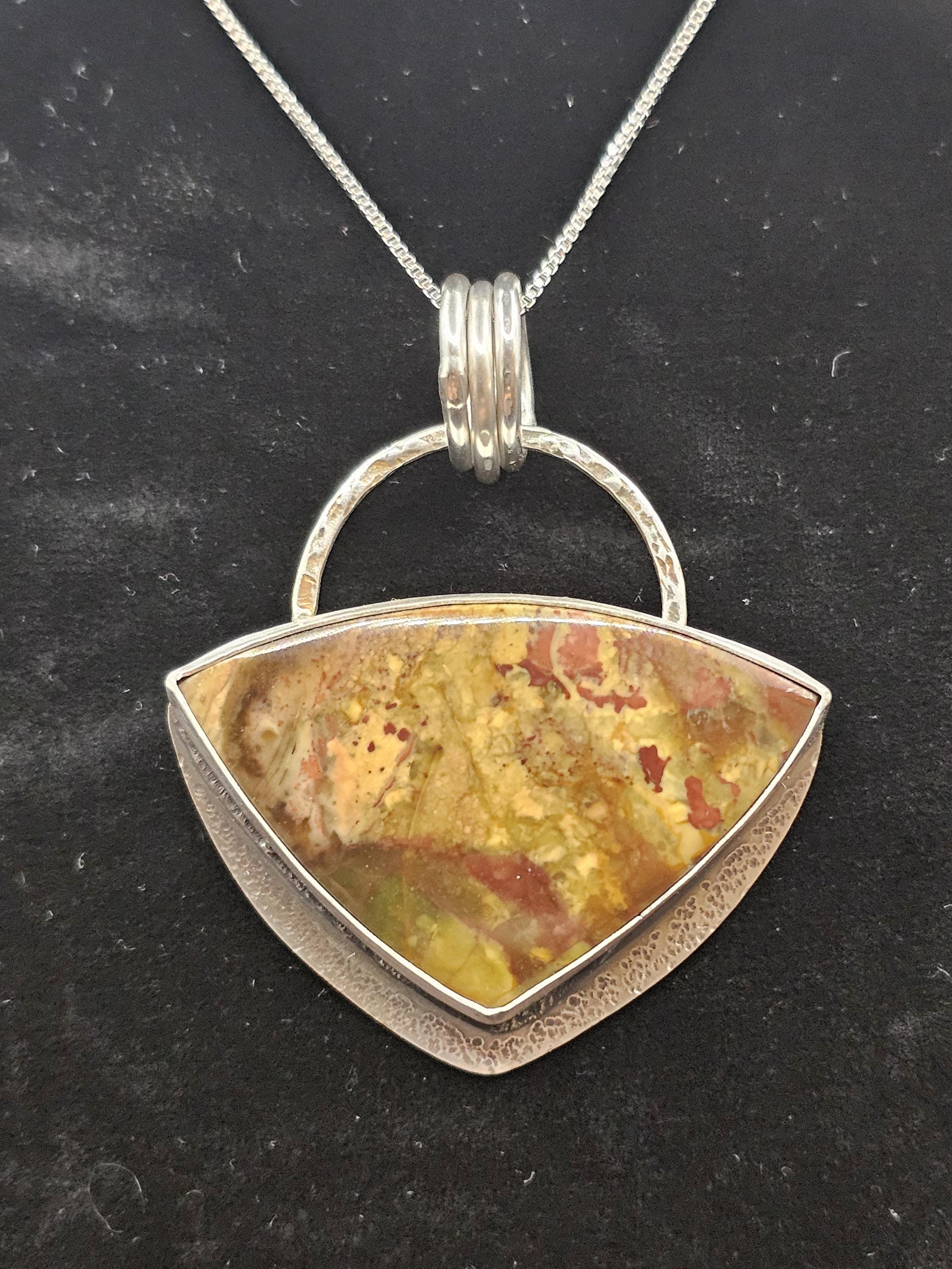Sterling Silver Necklace Pendant with Morrisonite Jasper