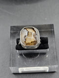 Sterling Silver Ring with Seam Agate. Size 5