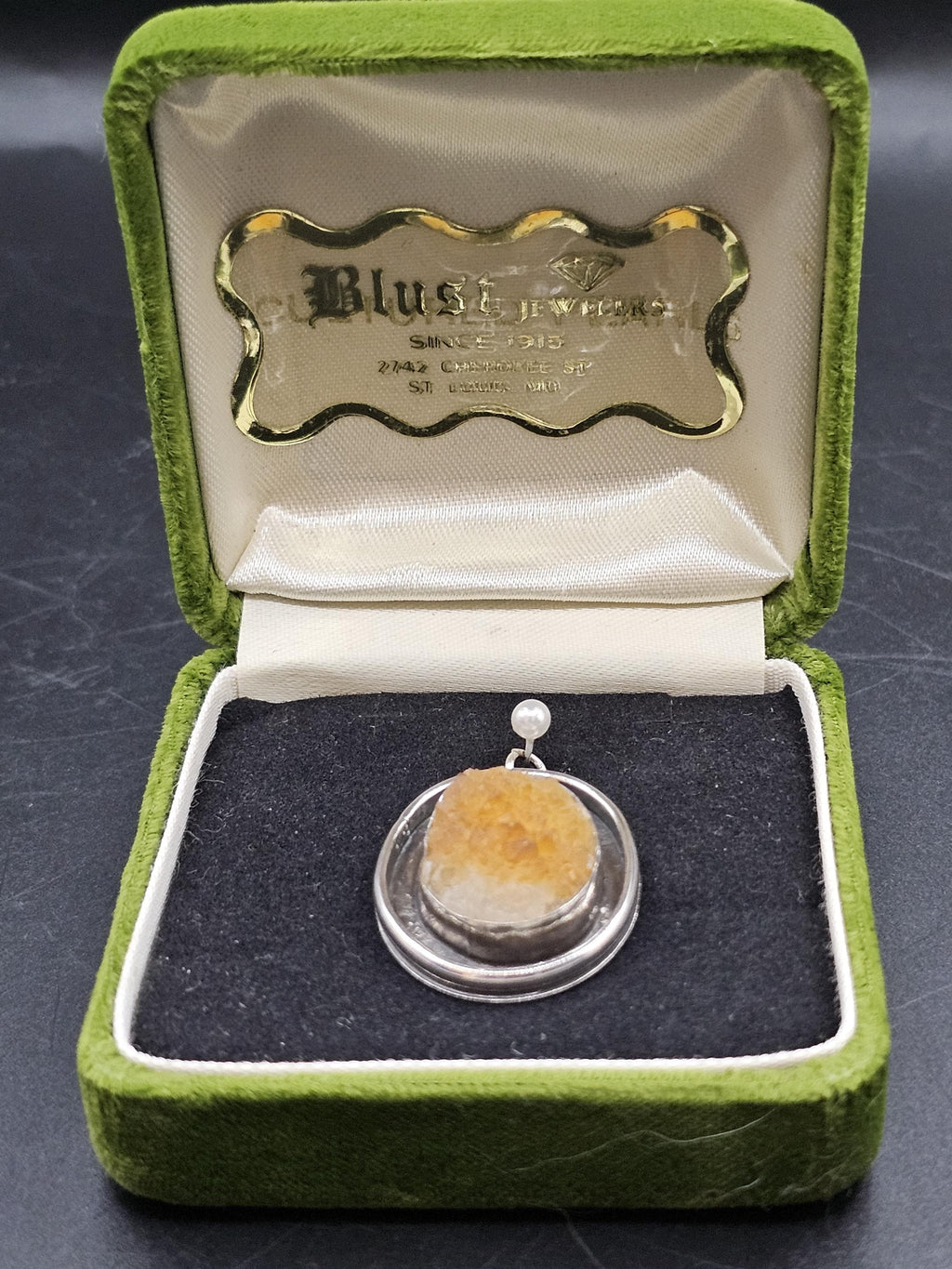 Sterling Silver Necklace Pendant with Missouri Druzy Quartz