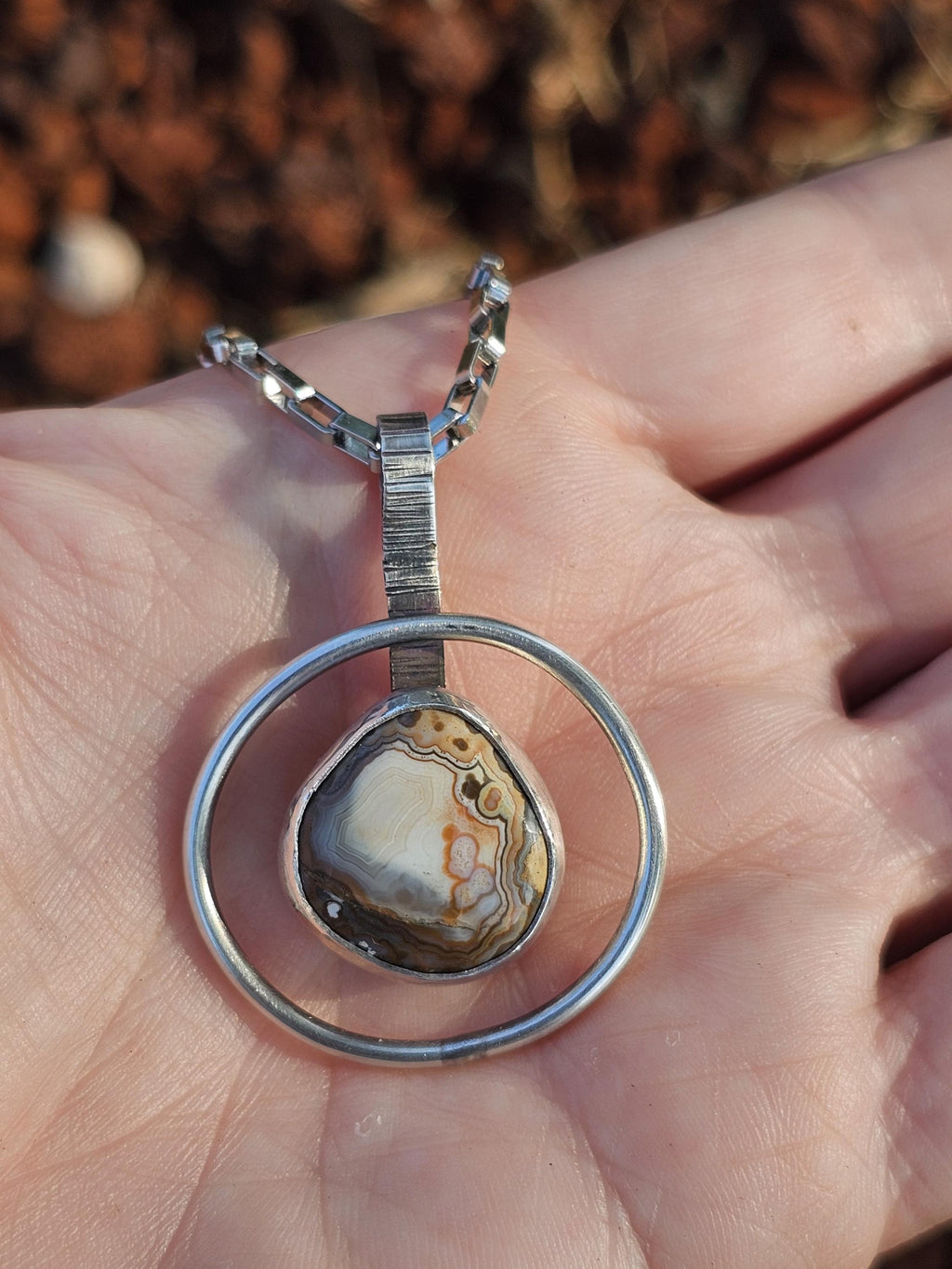Sterling Silver Necklace Pendant with Rare Union Road Agate