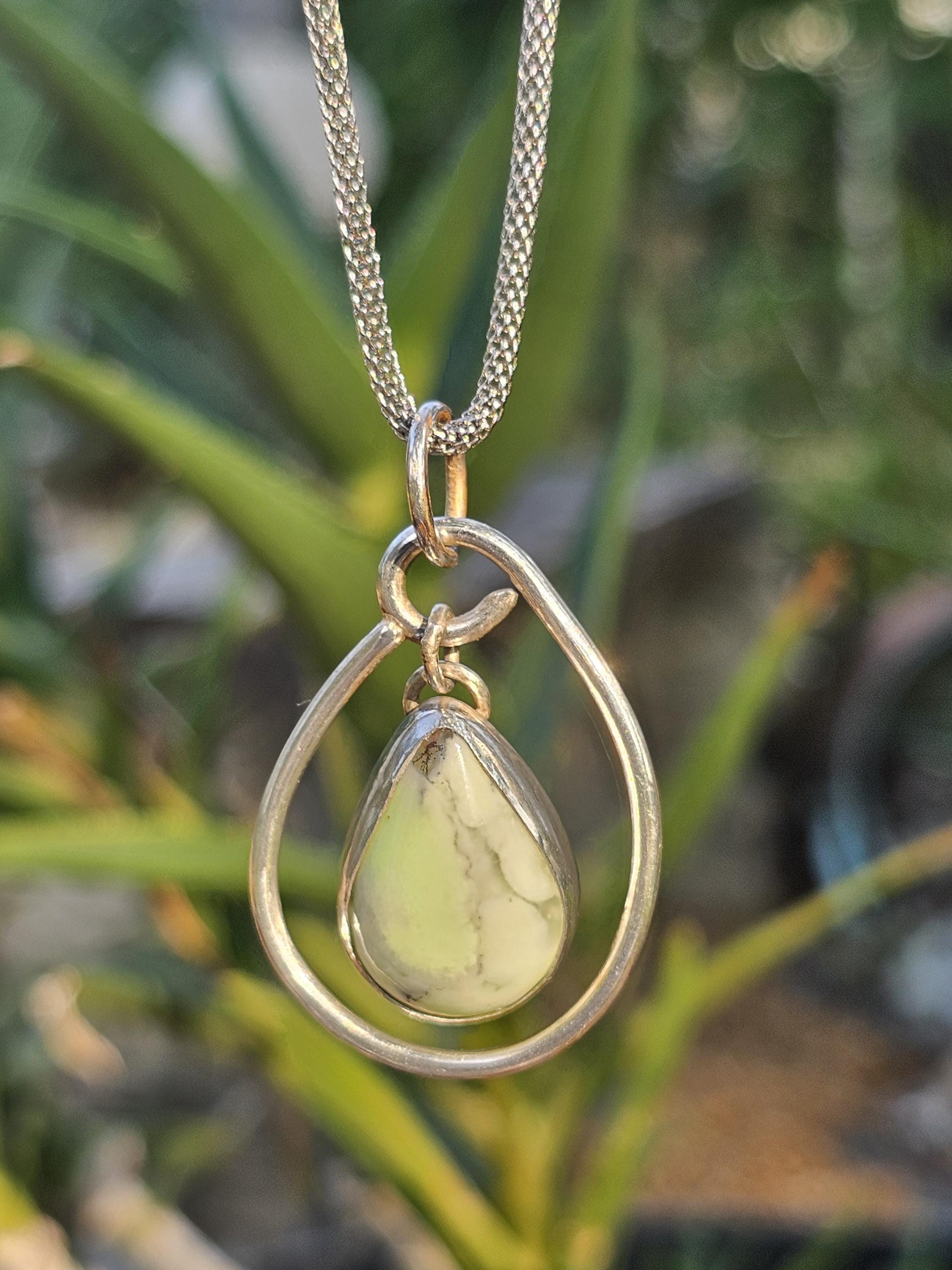 Sterling Silver Necklace Pendant with Chrysophase from Australia