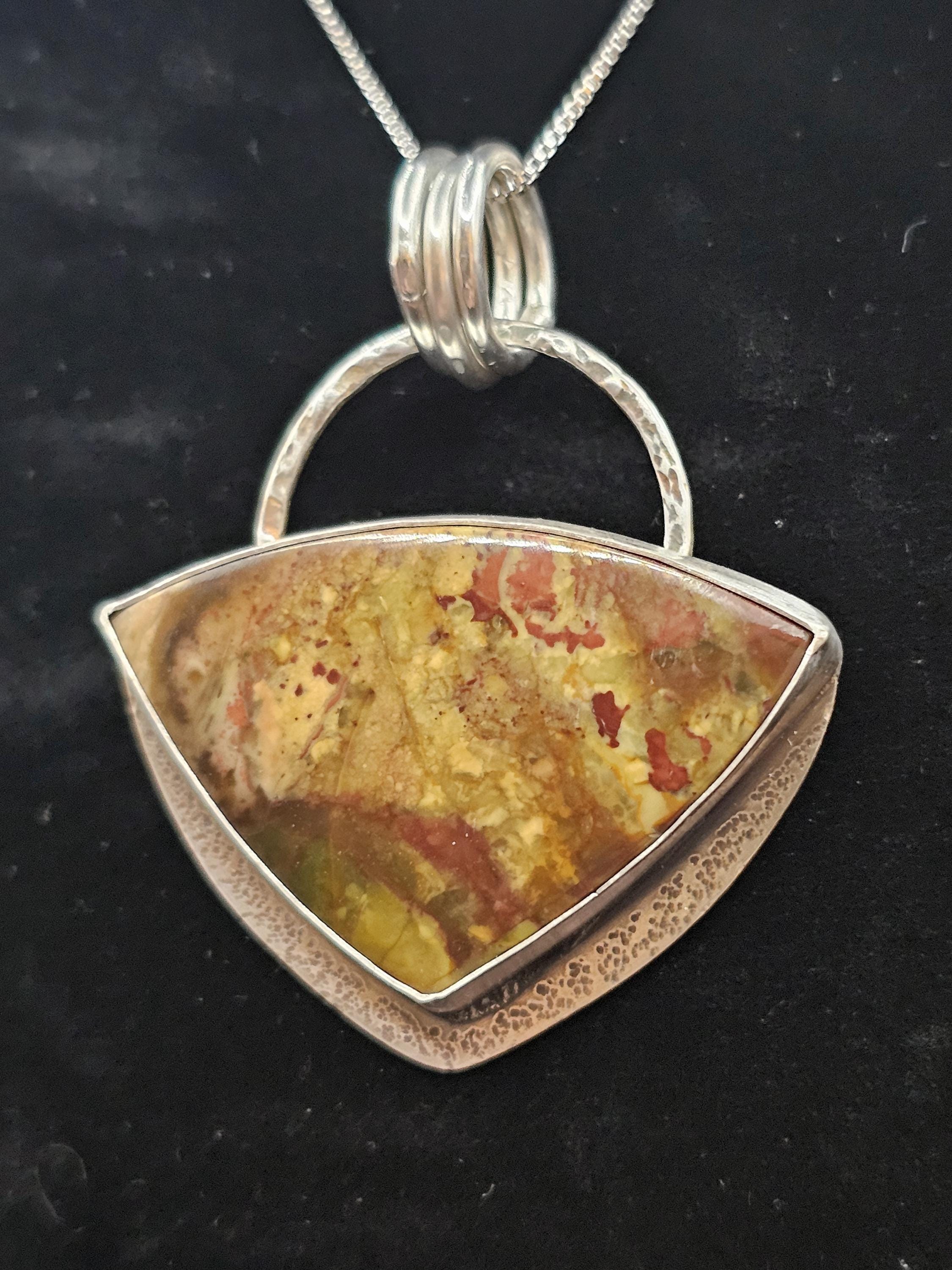 Sterling Silver Necklace Pendant with Morrisonite Jasper