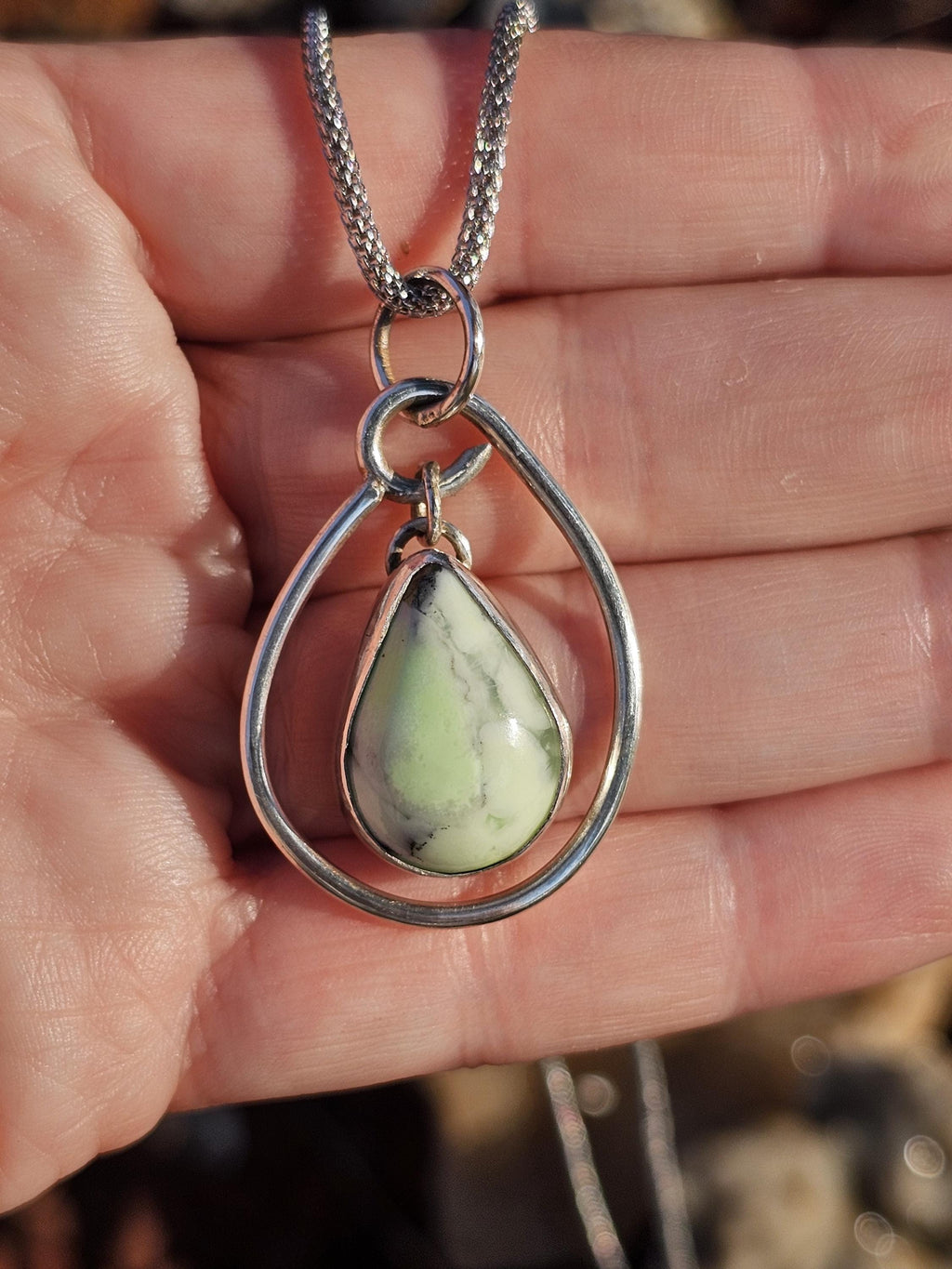 Sterling Silver Necklace Pendant with Chrysophase from Australia