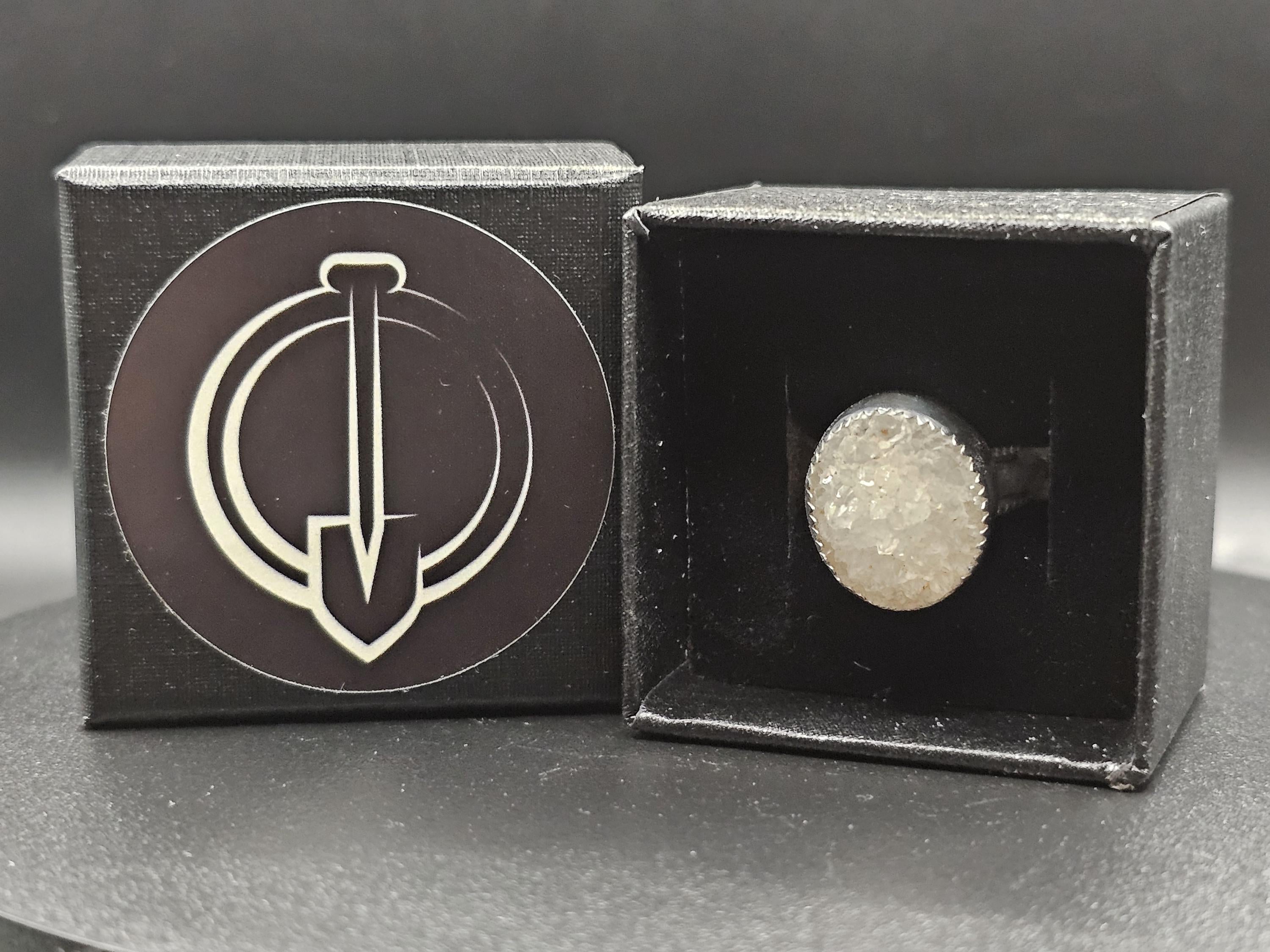 Sterling Silver Ring with Druzy Quartz.  Size 5.5