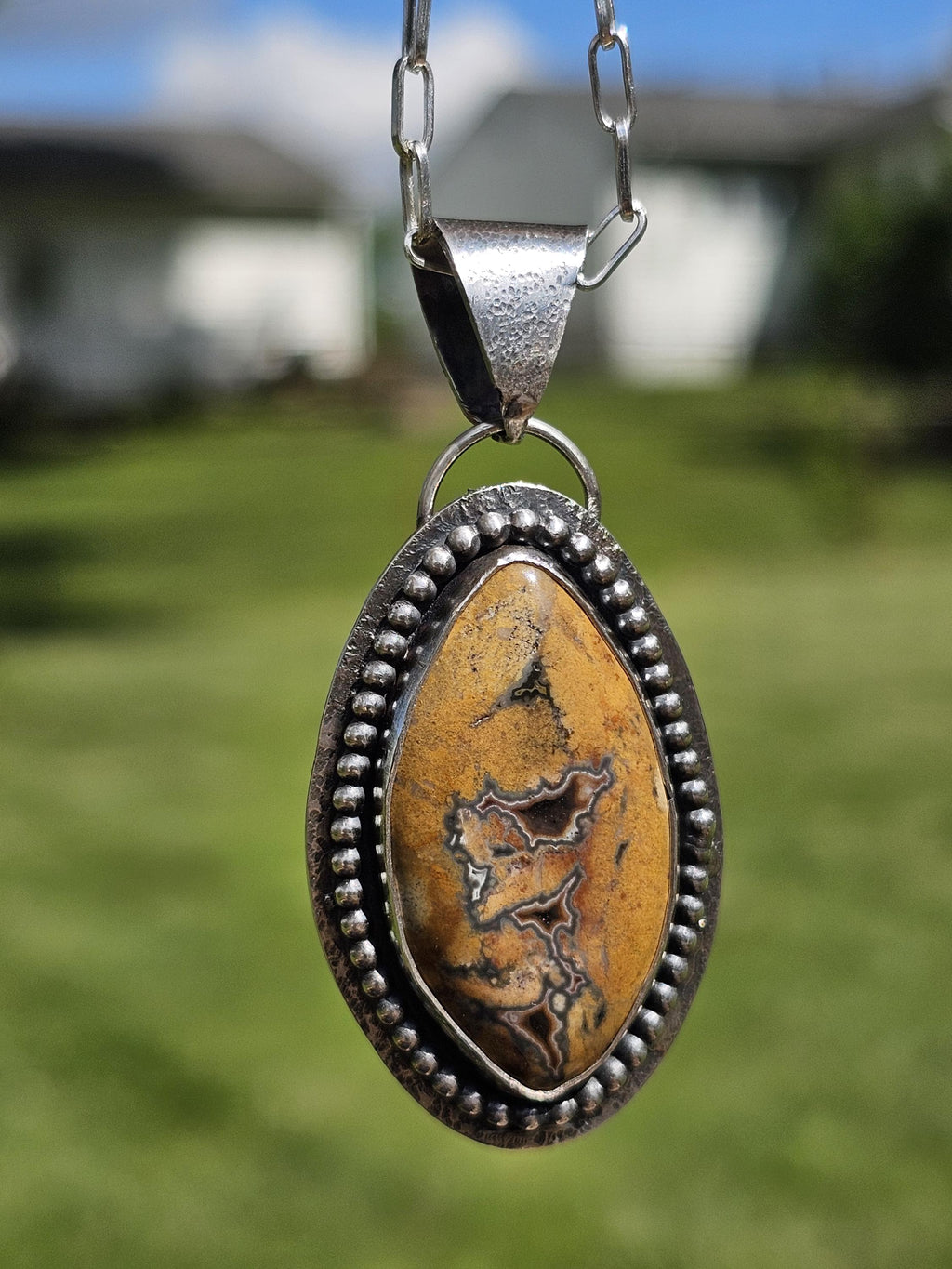 Sterling Silver Necklace Pendant with Union Road Agate