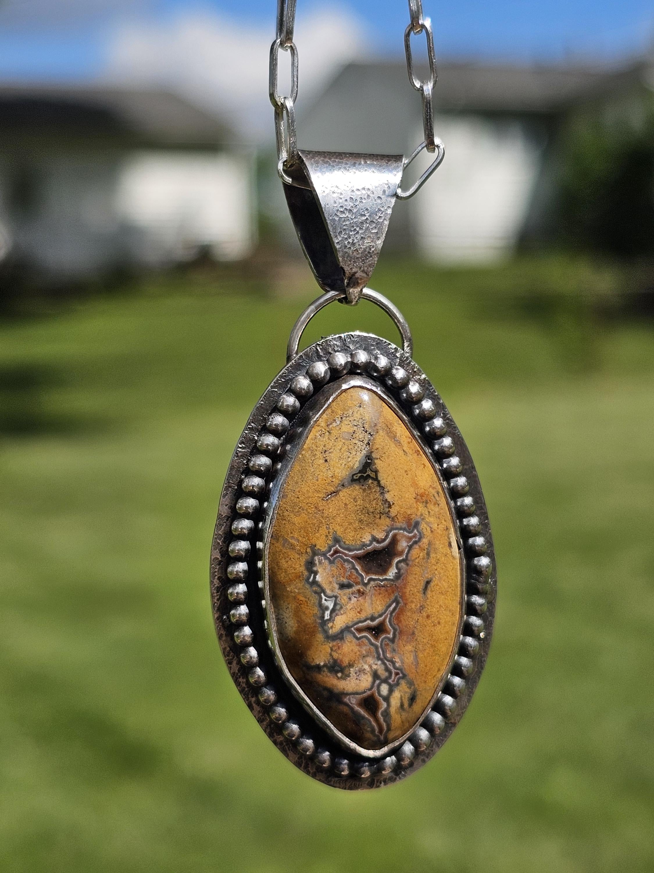 Sterling Silver Necklace Pendant with Union Road Agate
