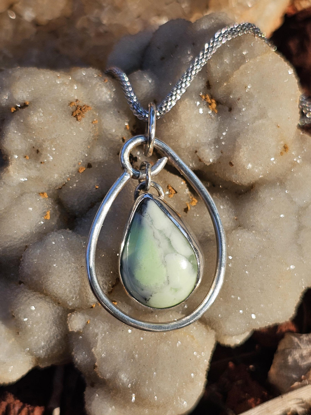 Sterling Silver Necklace Pendant with Chrysophase from Australia