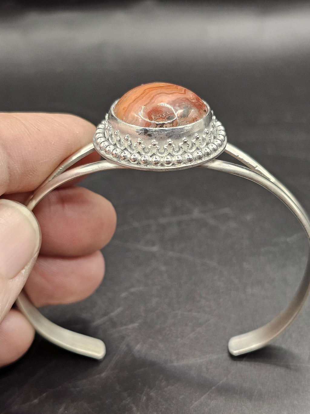 Sterling Silver Cuff Bracelet with Missouri Lace Agate