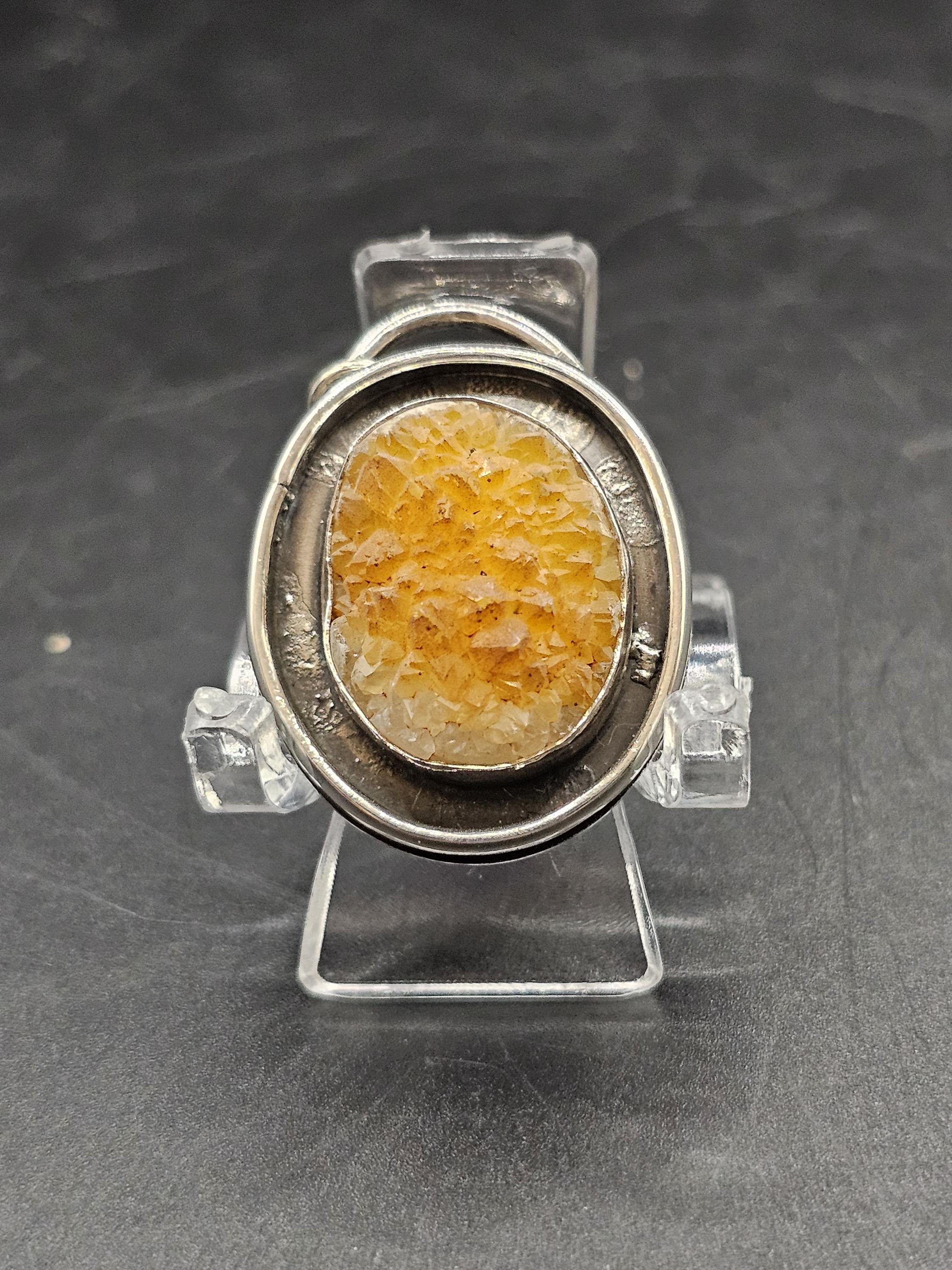 Sterling Silver Necklace Pendant with Missouri Druzy Quartz