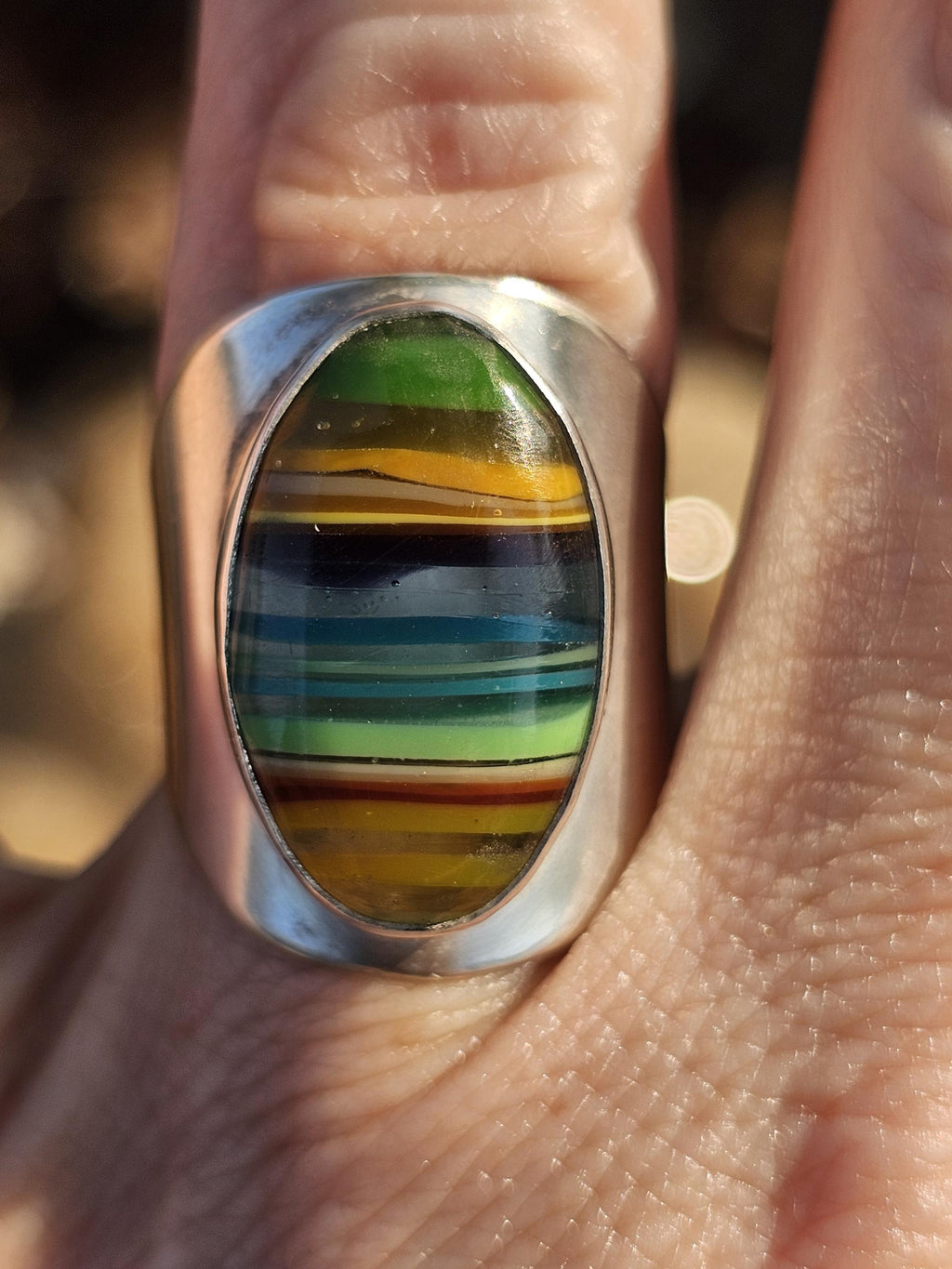 Sterling Silver Ring with Surfite. Size 7