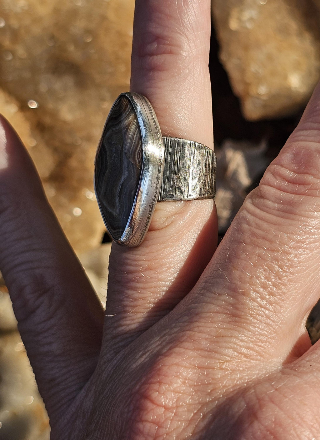 Sterling Silver Ring with Missouri Lace Agate.  Size 6