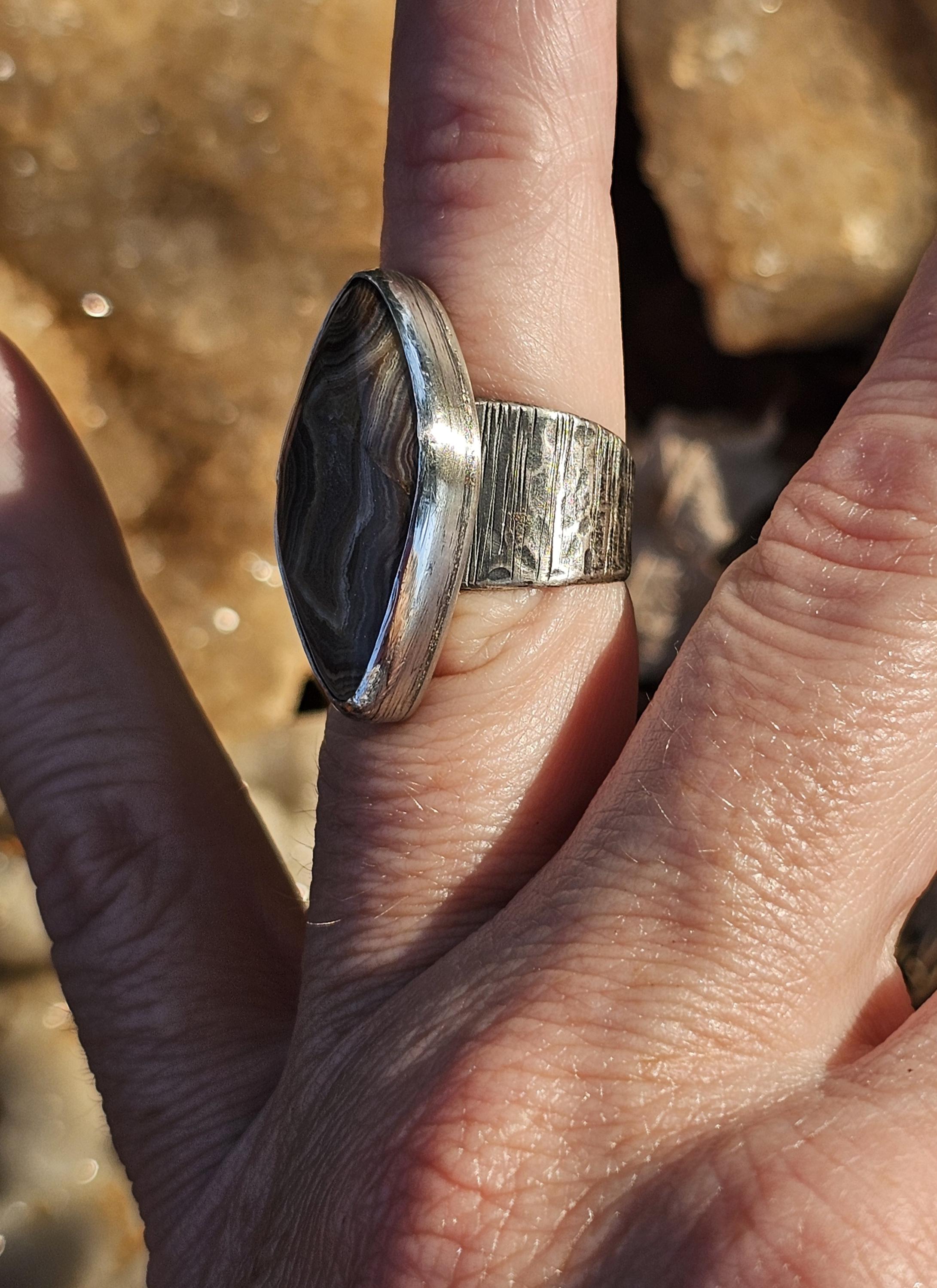 Sterling Silver Ring with Missouri Lace Agate.  Size 6