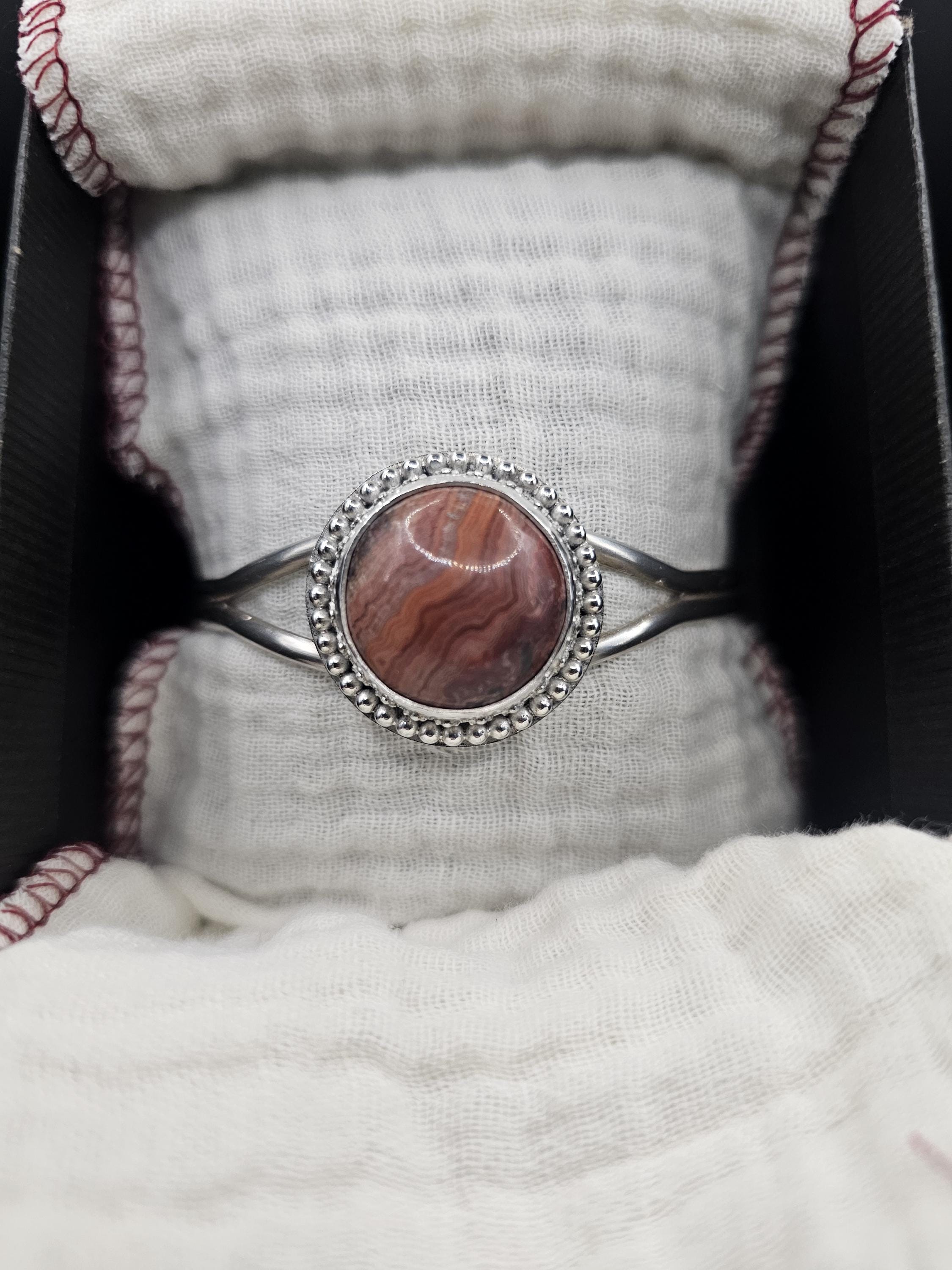 Sterling Silver Cuff Bracelet with Missouri Lace Agate