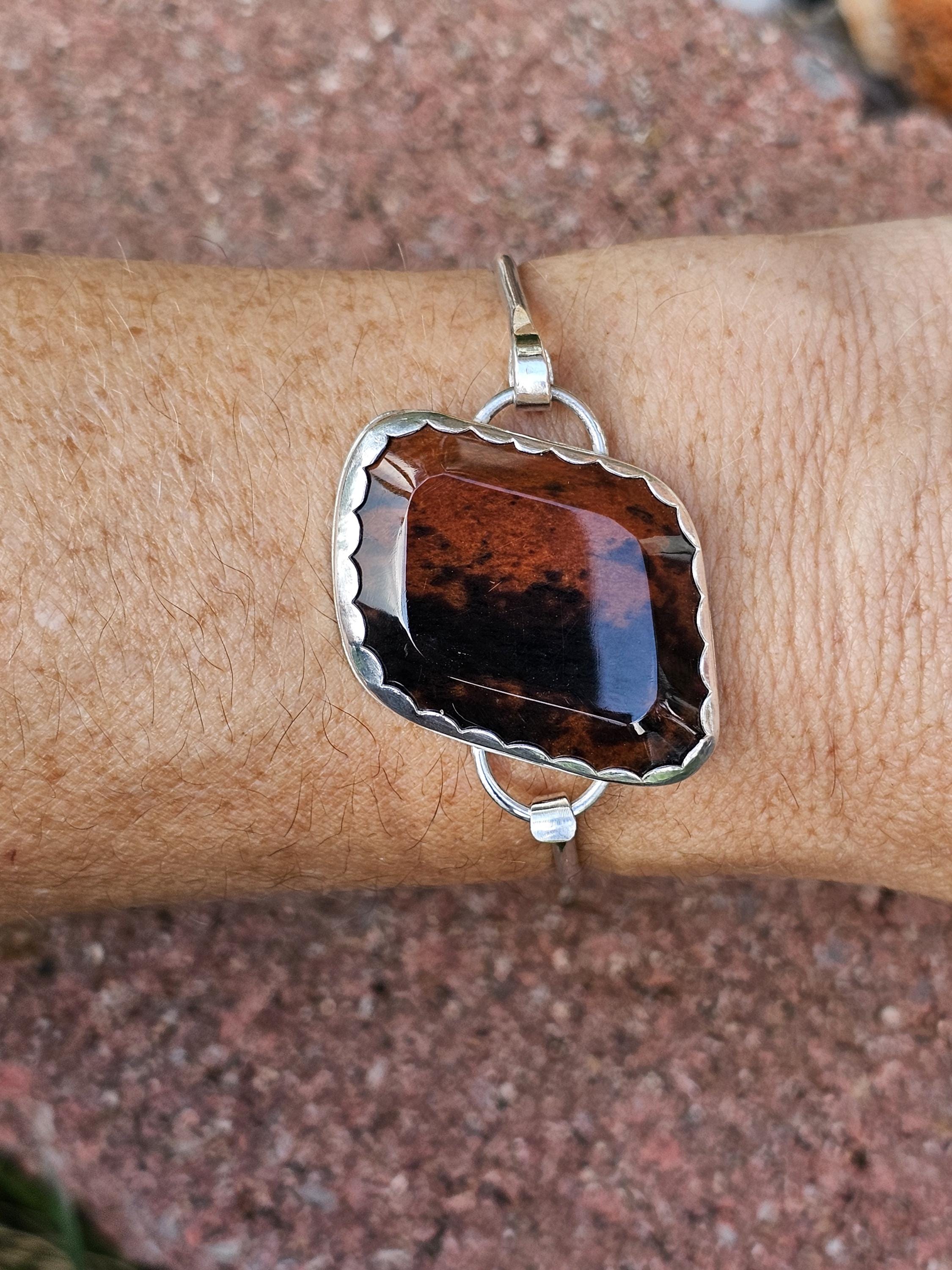 Sterling Silver Cuff Bracelet with Mahogany Obsidian
