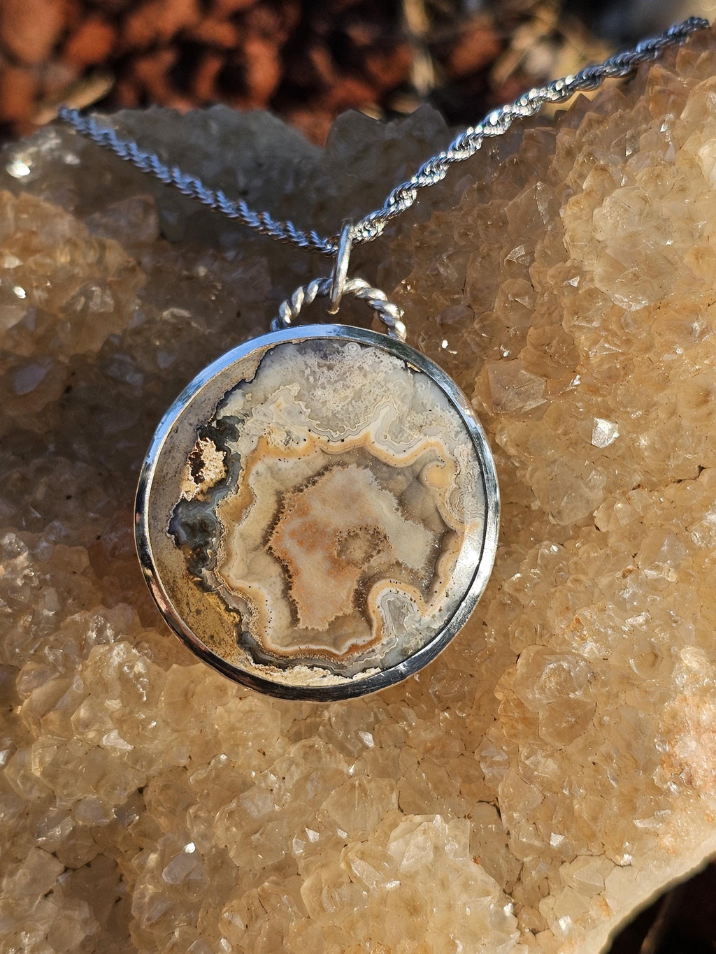 Sterling Silver Necklace Pendant with Rare Union Road Agate