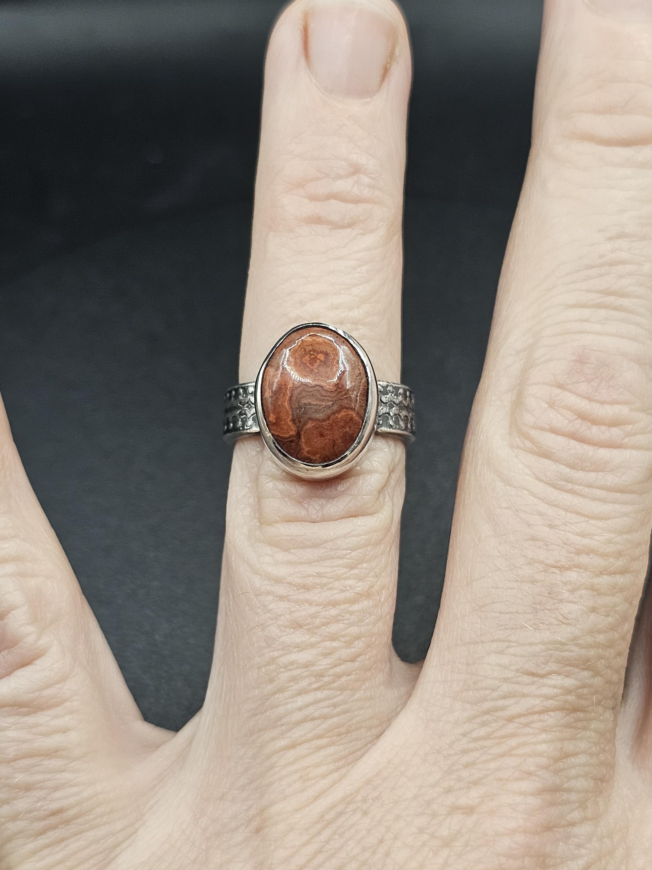 Sterling Silver Ring with Missouri Lace Agate.  Size 5.5