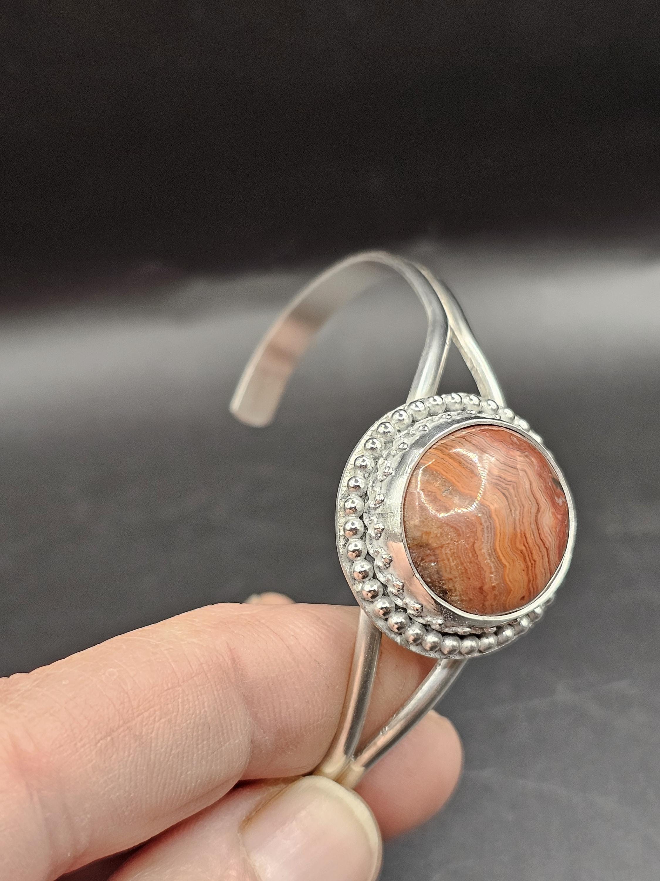 Sterling Silver Cuff Bracelet with Missouri Lace Agate