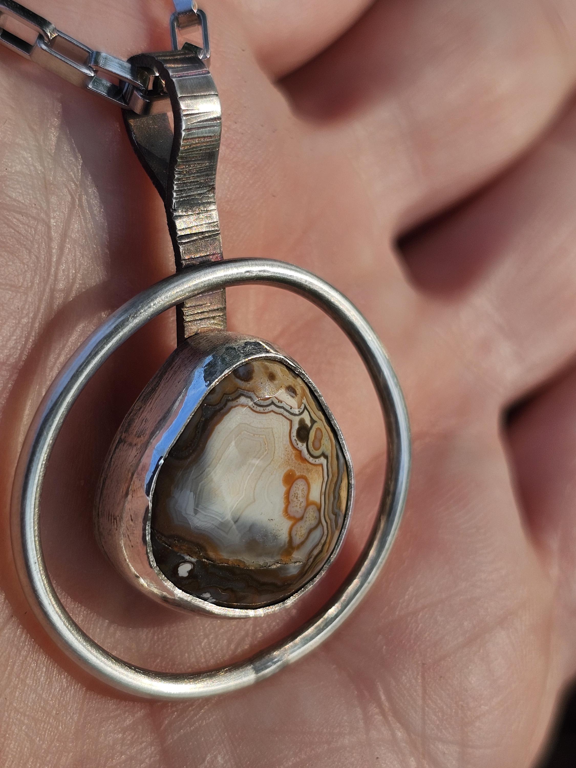 Sterling Silver Necklace Pendant with Rare Union Road Agate