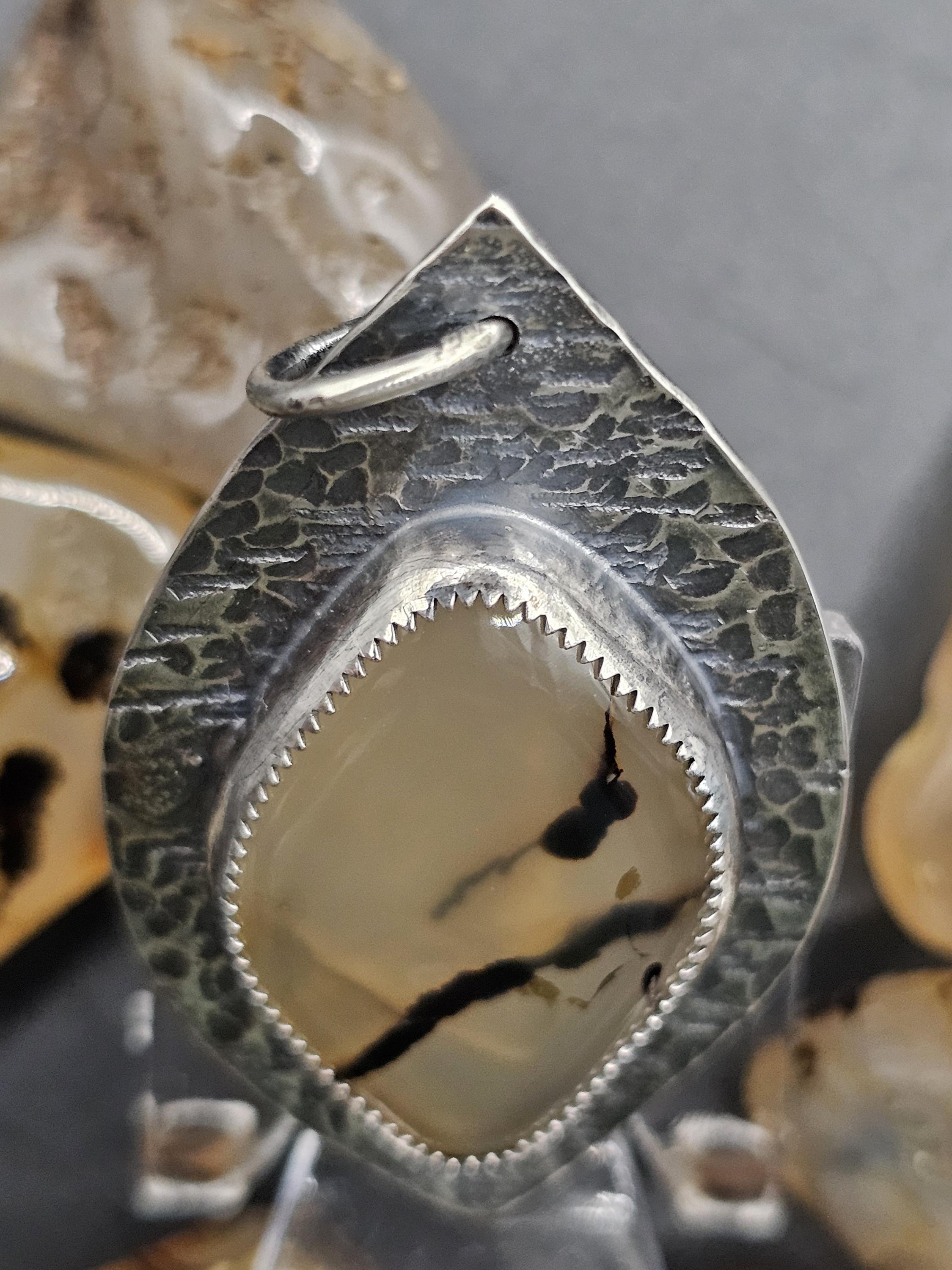 Sterling Silver Necklace Pendant with Moss Agate