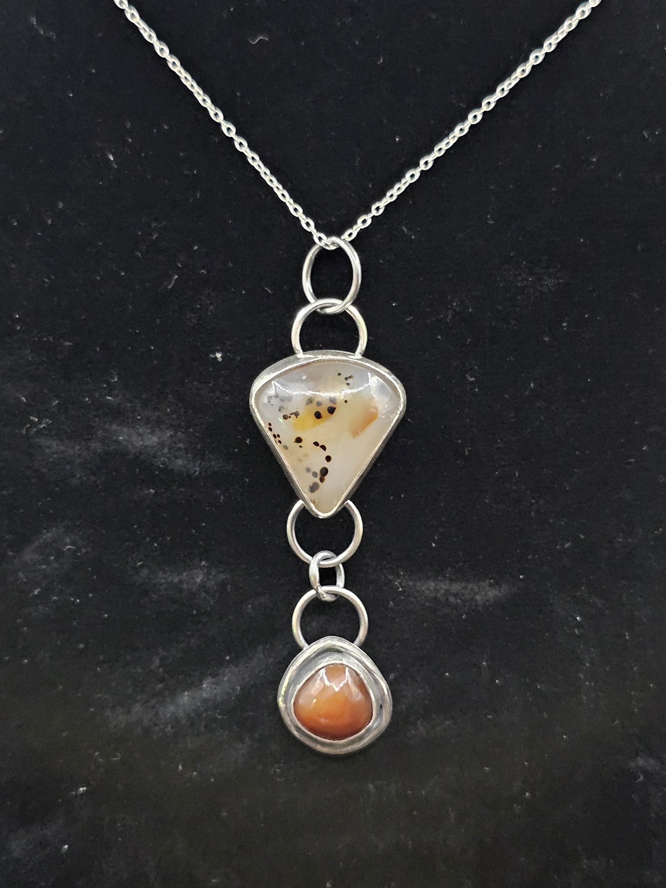 Sterling Silver Necklace Pendant with Moss Agate