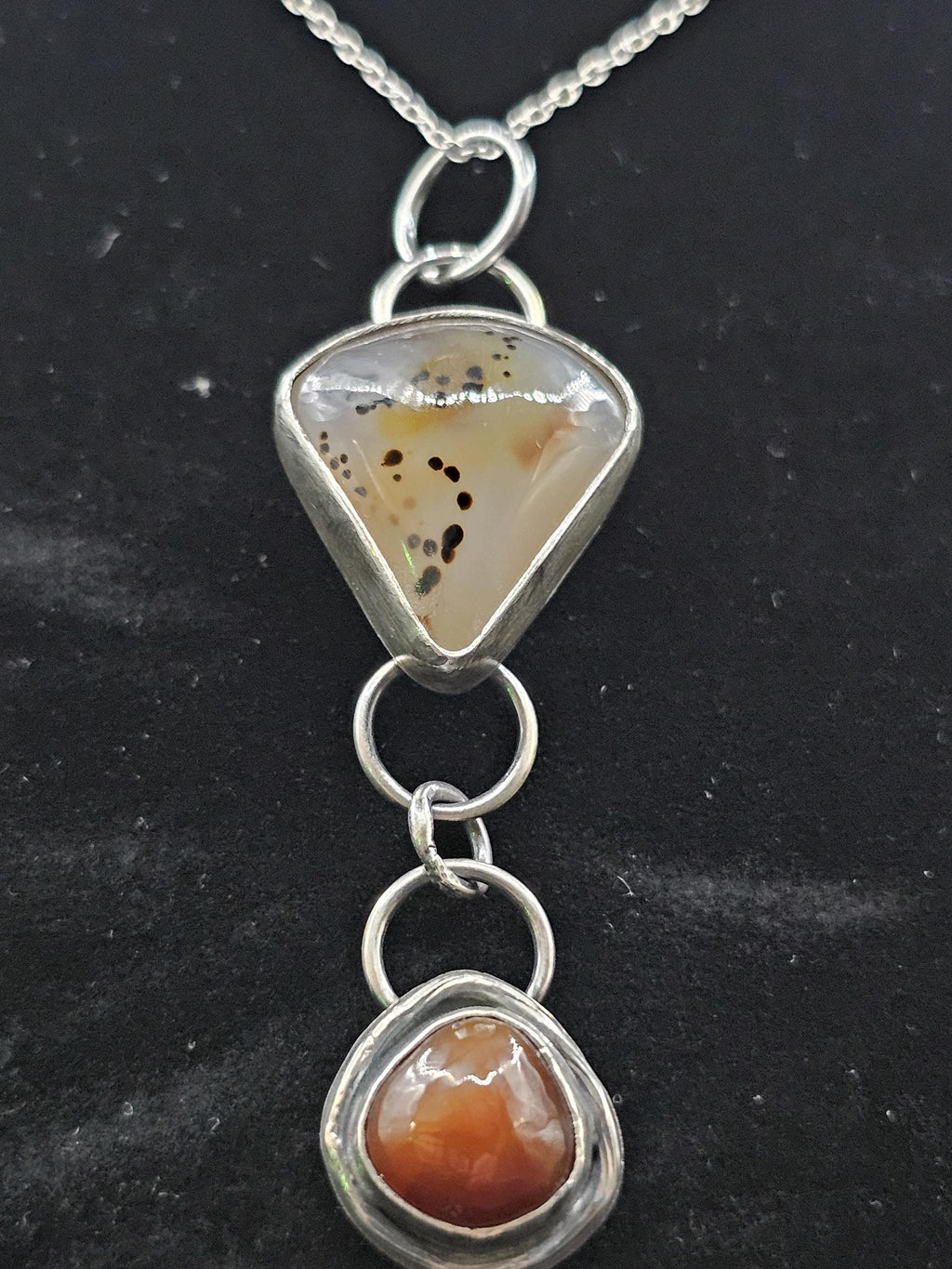 Sterling Silver Necklace Pendant with Moss Agate