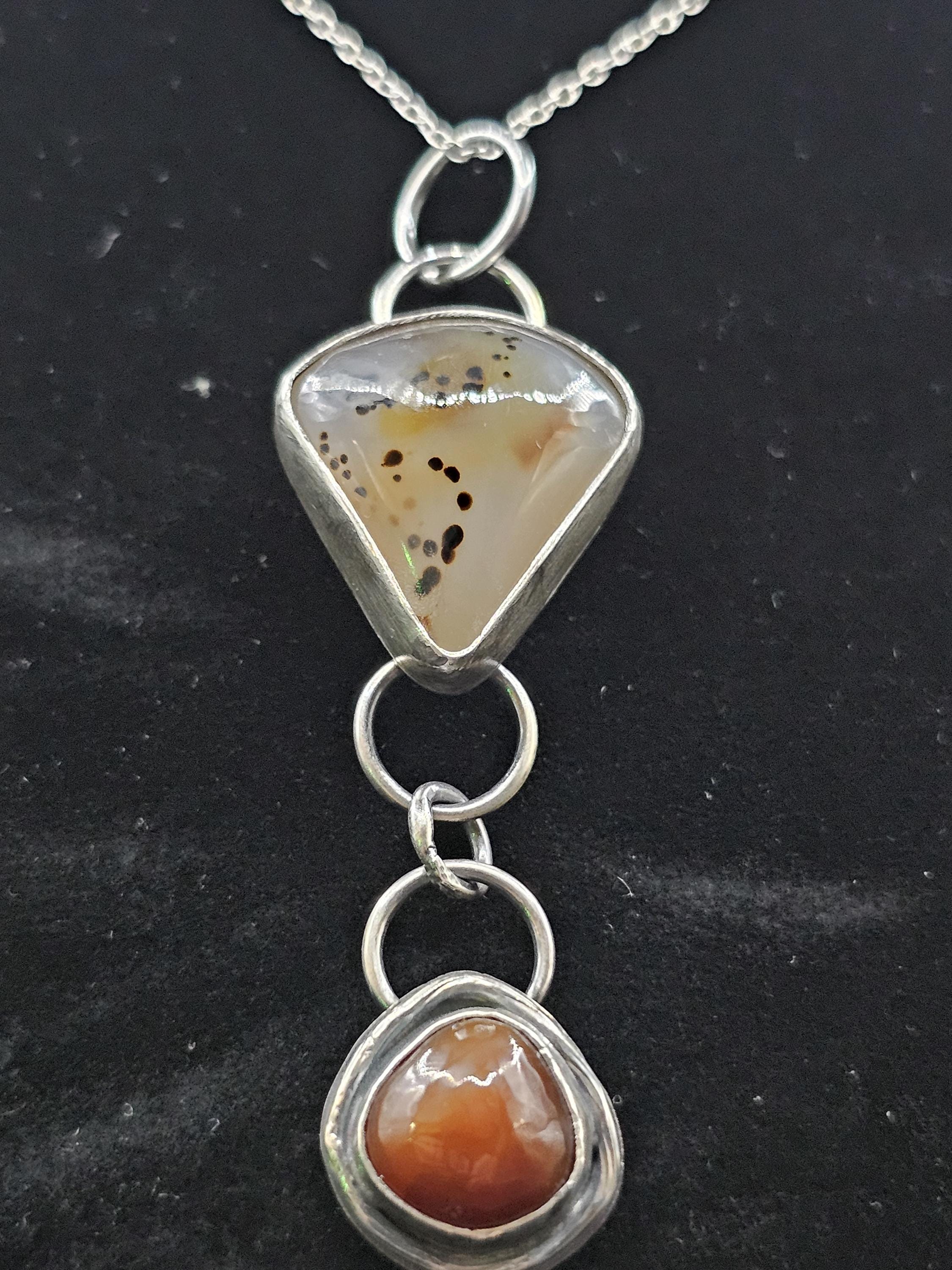 Sterling Silver Necklace Pendant with Moss Agate