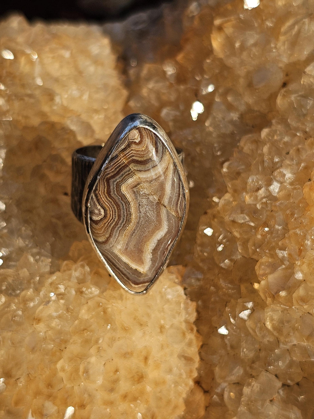 Sterling Silver Ring with Missouri Lace Agate.  Size 6