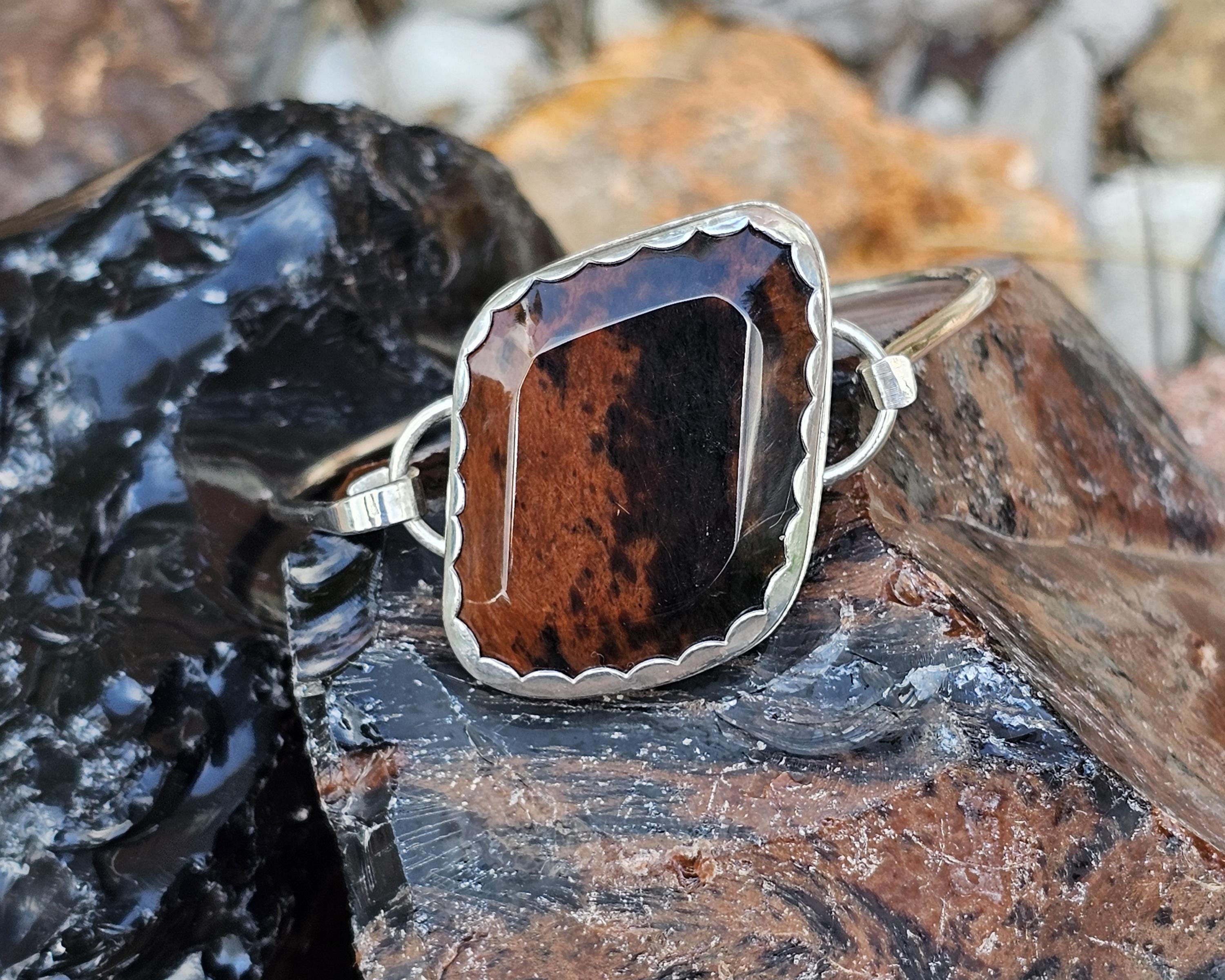 Sterling Silver Cuff Bracelet with Mahogany Obsidian