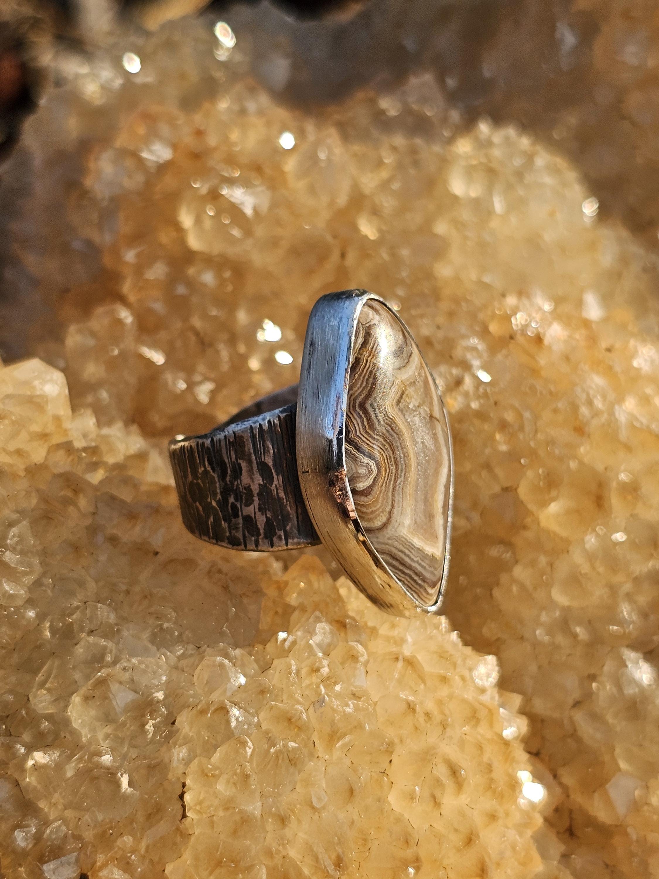 Sterling Silver Ring with Missouri Lace Agate.  Size 6