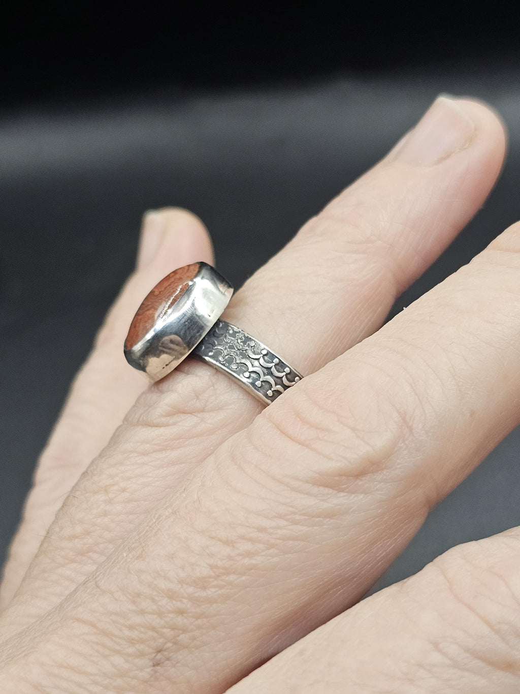 Sterling Silver Ring with Missouri Lace Agate.  Size 5.5