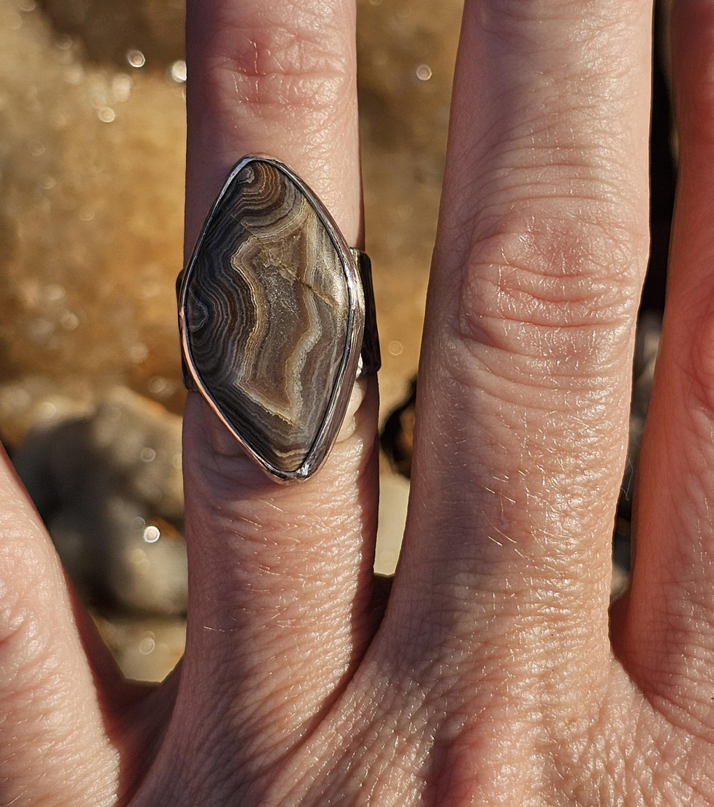Sterling Silver Ring with Missouri Lace Agate.  Size 6