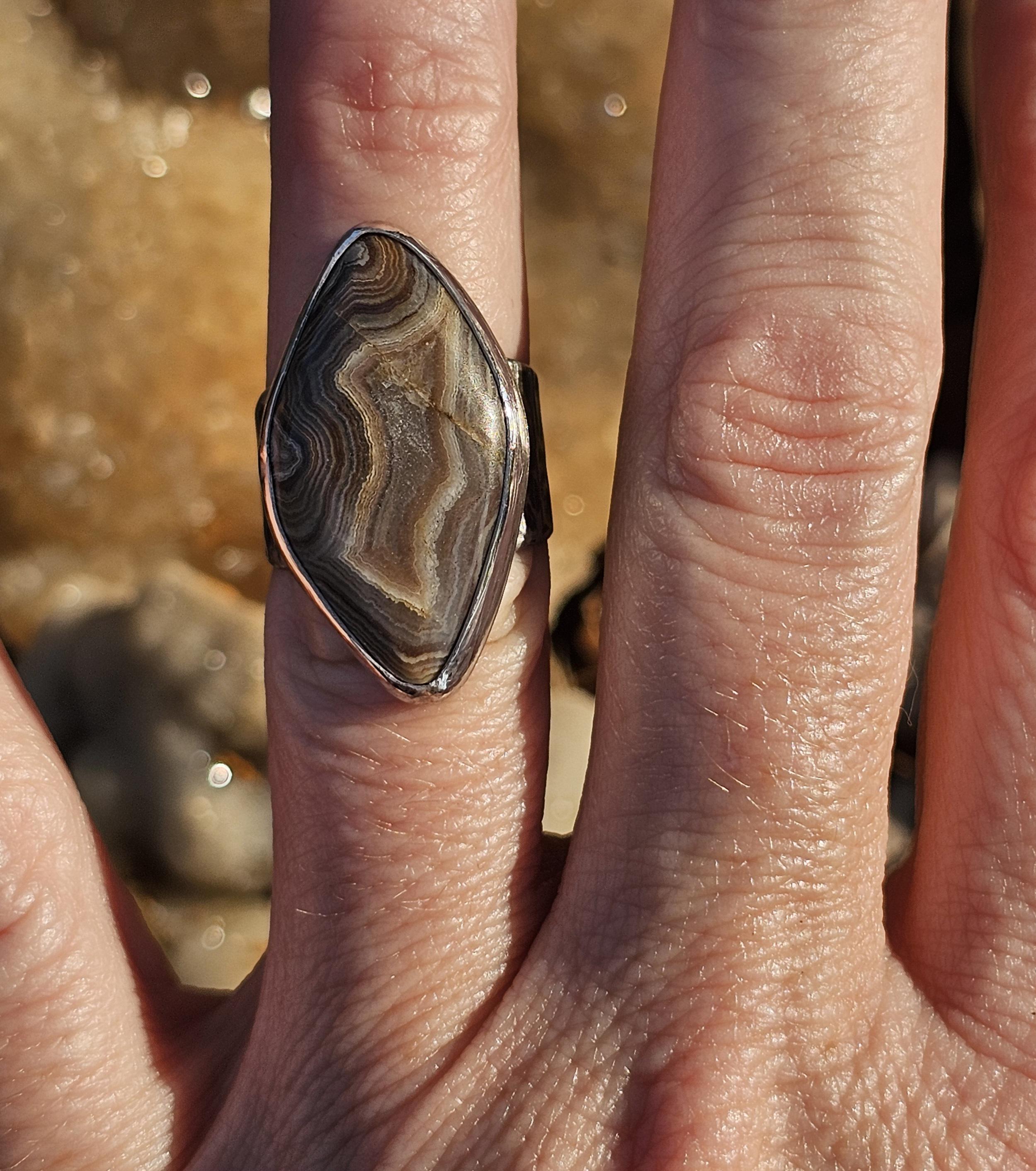 Sterling Silver Ring with Missouri Lace Agate.  Size 6