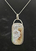 Sterling Silver Necklace Pendant with Moss Agate and 18" Chain