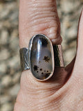 Sterling Silver Ring with Moss Agate. Size 5.5