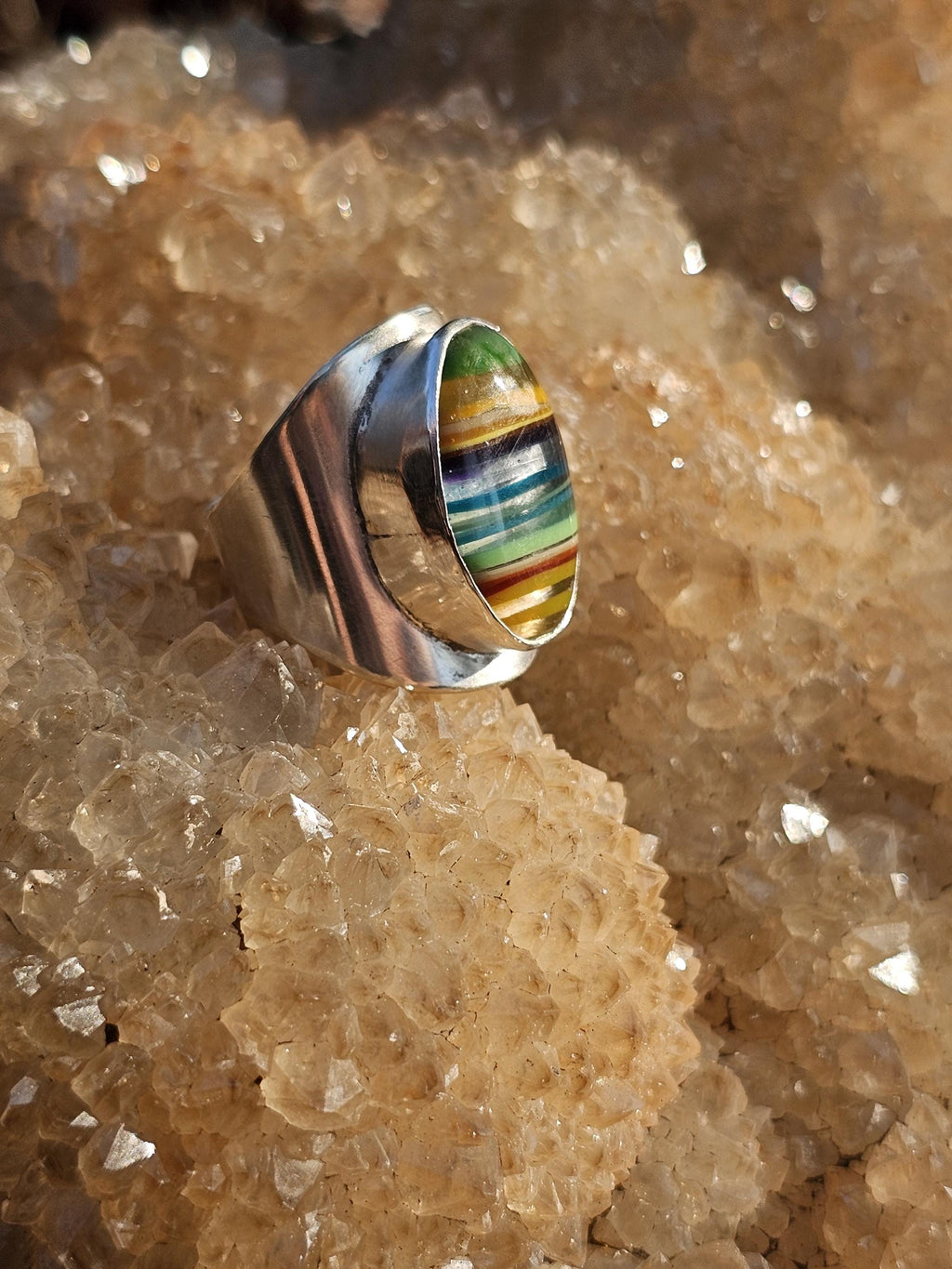 Sterling Silver Ring with Surfite. Size 7