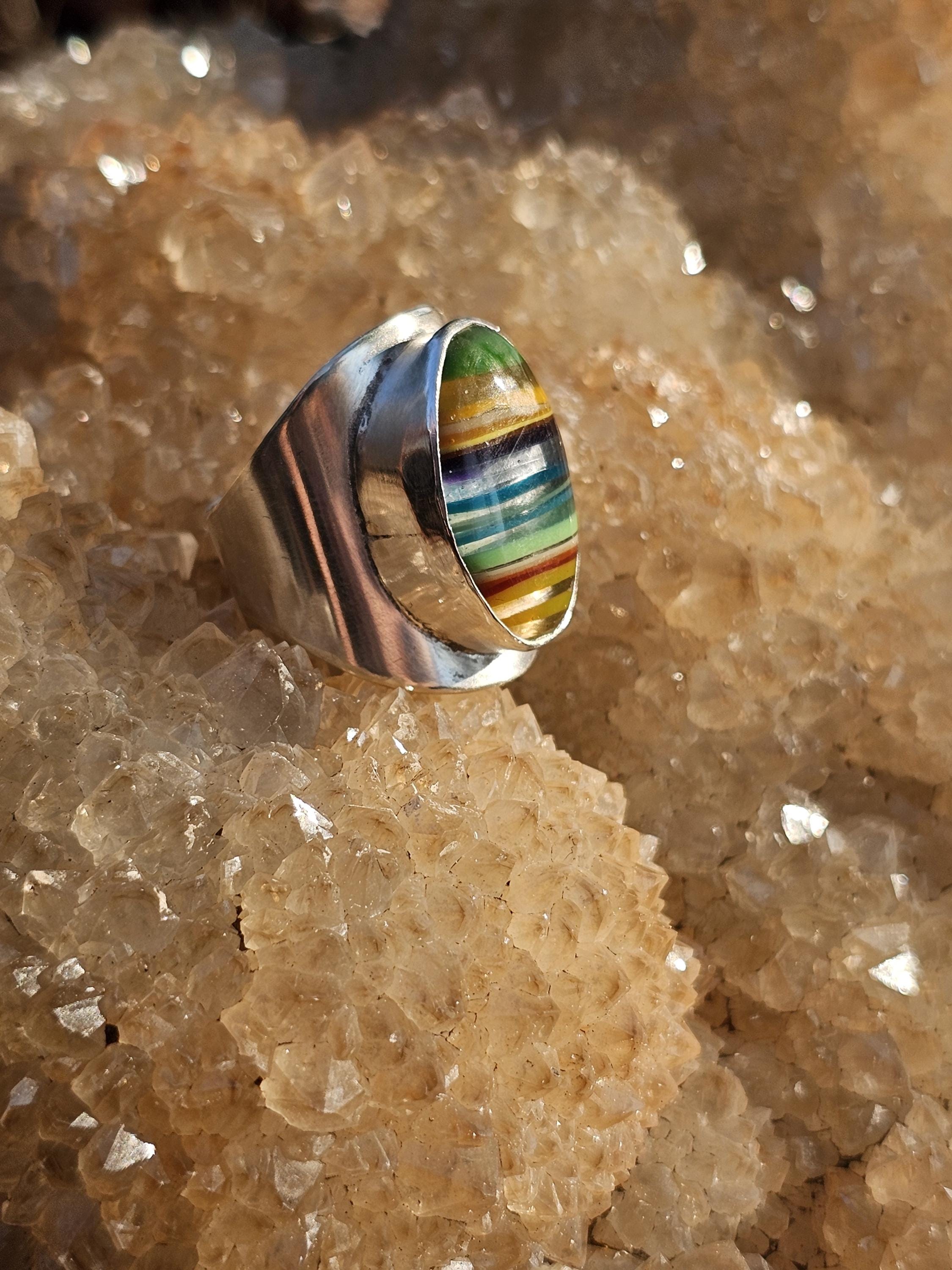 Sterling Silver Ring with Surfite. Size 7