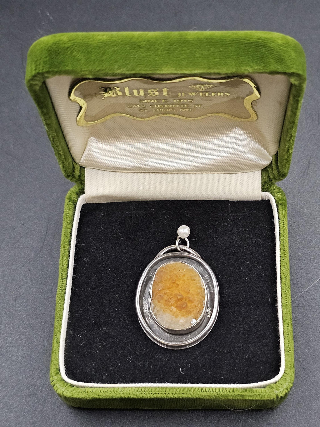 Sterling Silver Necklace Pendant with Missouri Druzy Quartz