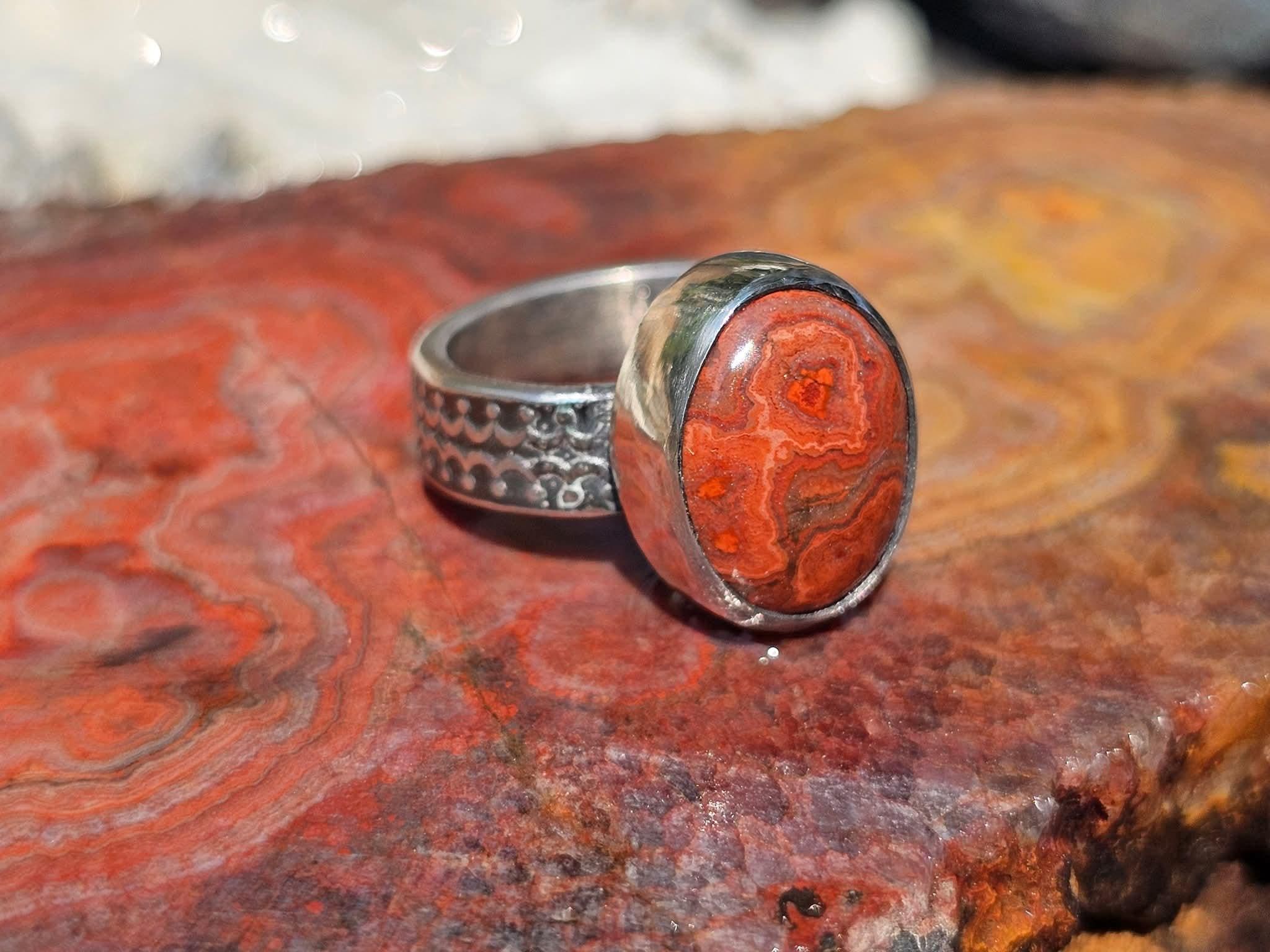 Sterling Silver Ring with Missouri Lace Agate.  Size 5.5
